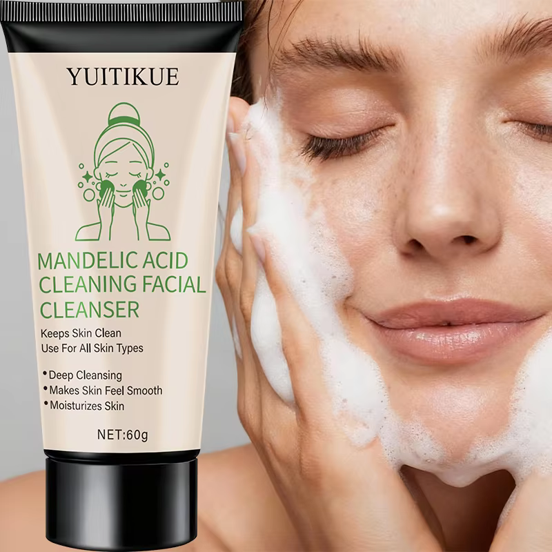YUITIKUE Nettoyant pour le visage 60g - Formule à l'acide mandélique, nettoyage en profondeur douce,
