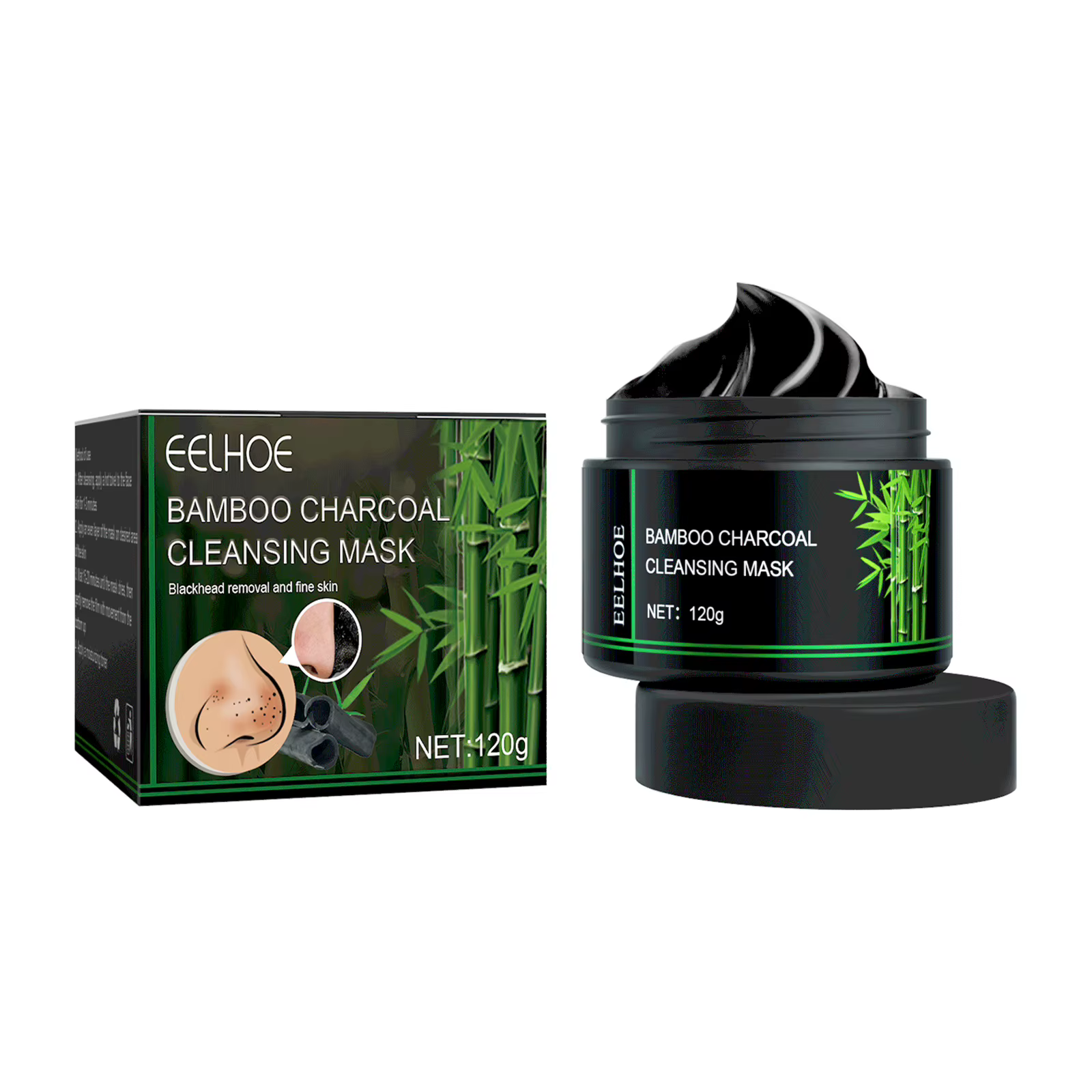 Masque dissolvant de points noirs pour le visage au charbon de bambou, nettoyage en profondeur, rétr