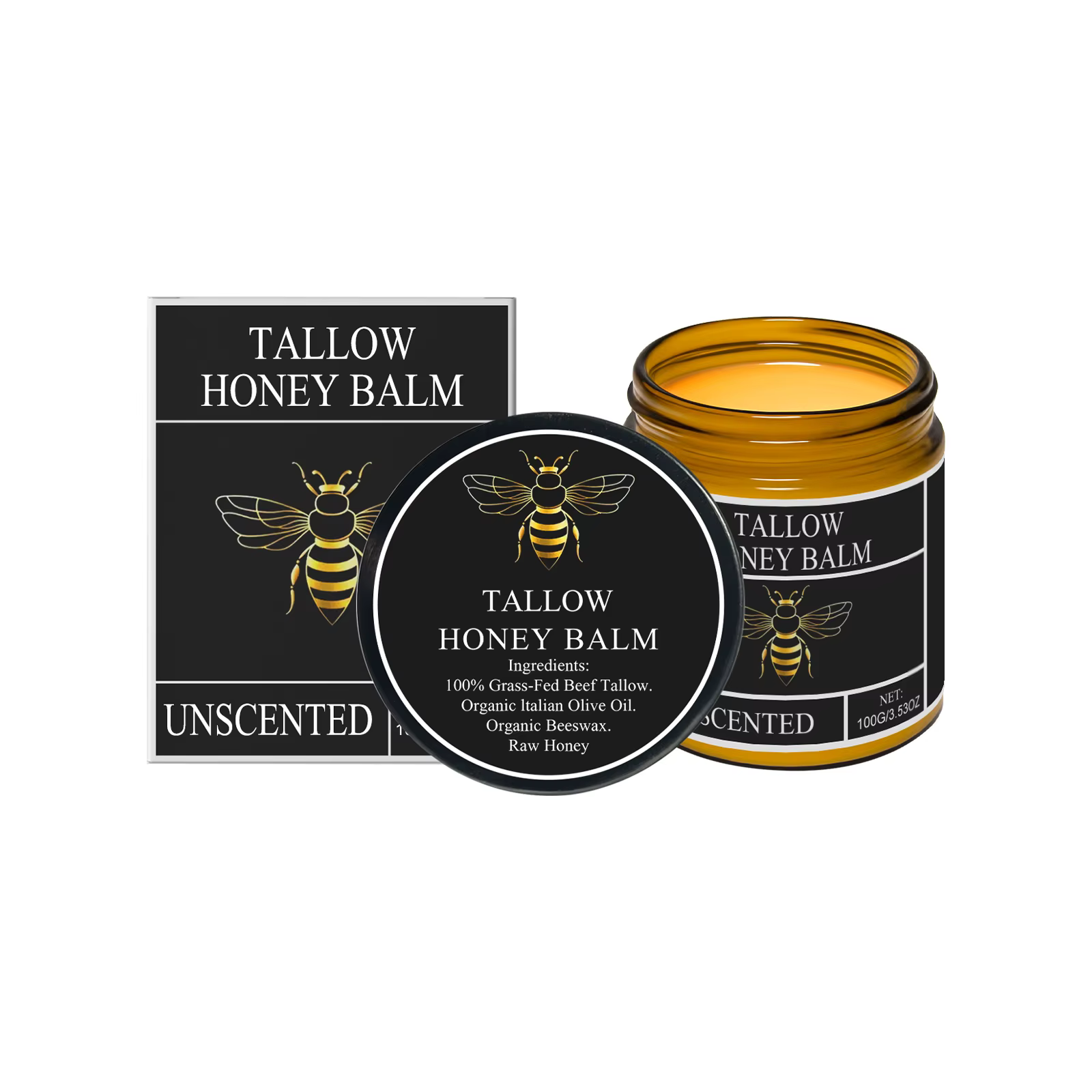 Tallow de boeuf pour la peau Tallow et baume au miel herbe biologique alimenté crème hydratante pour