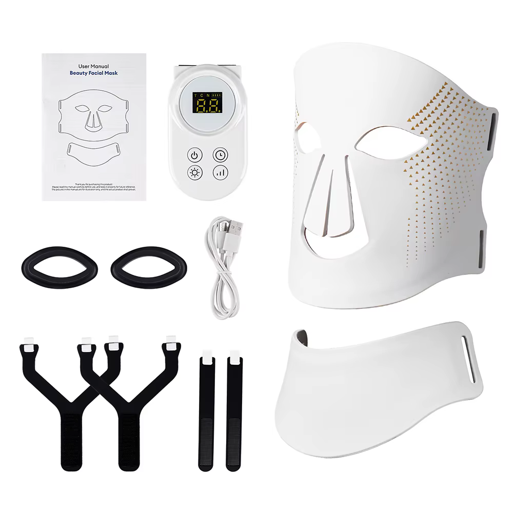Masque facial LED sans fil en silicone avec 105 LED pour le cou, 7 couleurs, lumière photonique, raj