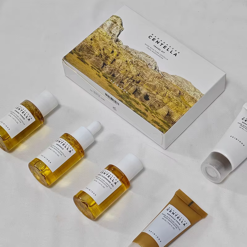 Centella – Kit de voyage, Ampoule de Toner, crème apaisante, huile nettoyante, Ampoule en mousse, bo