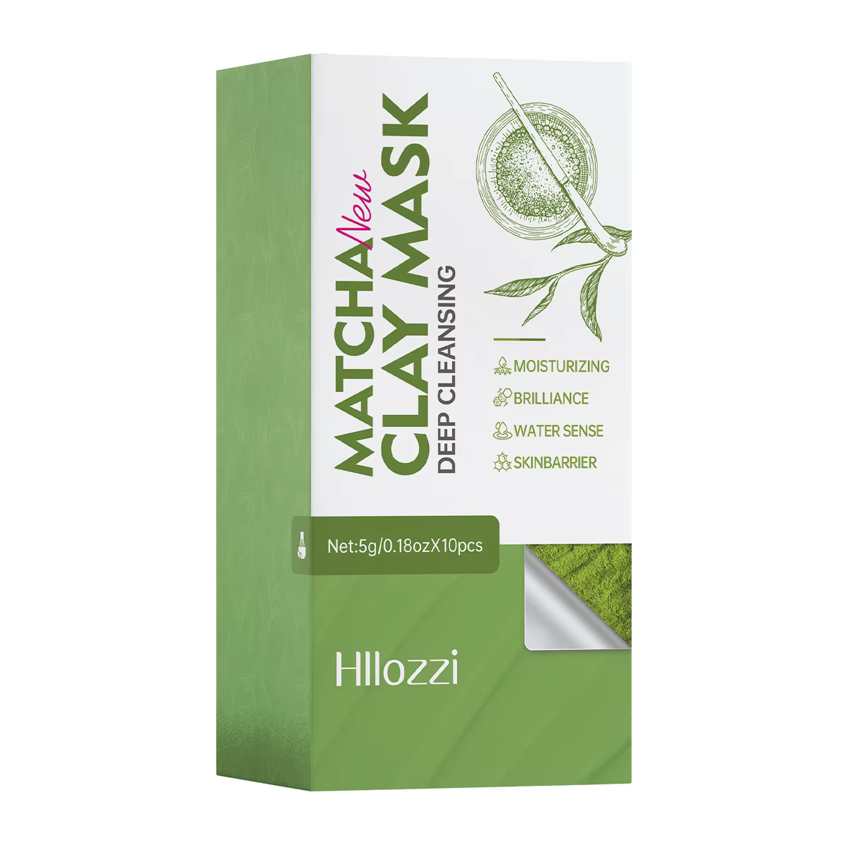 Masque de Matcha Nettoyant en Profondeur, Formule de Boue d'Argile, Contrôle du Sébum Incliné, Équil