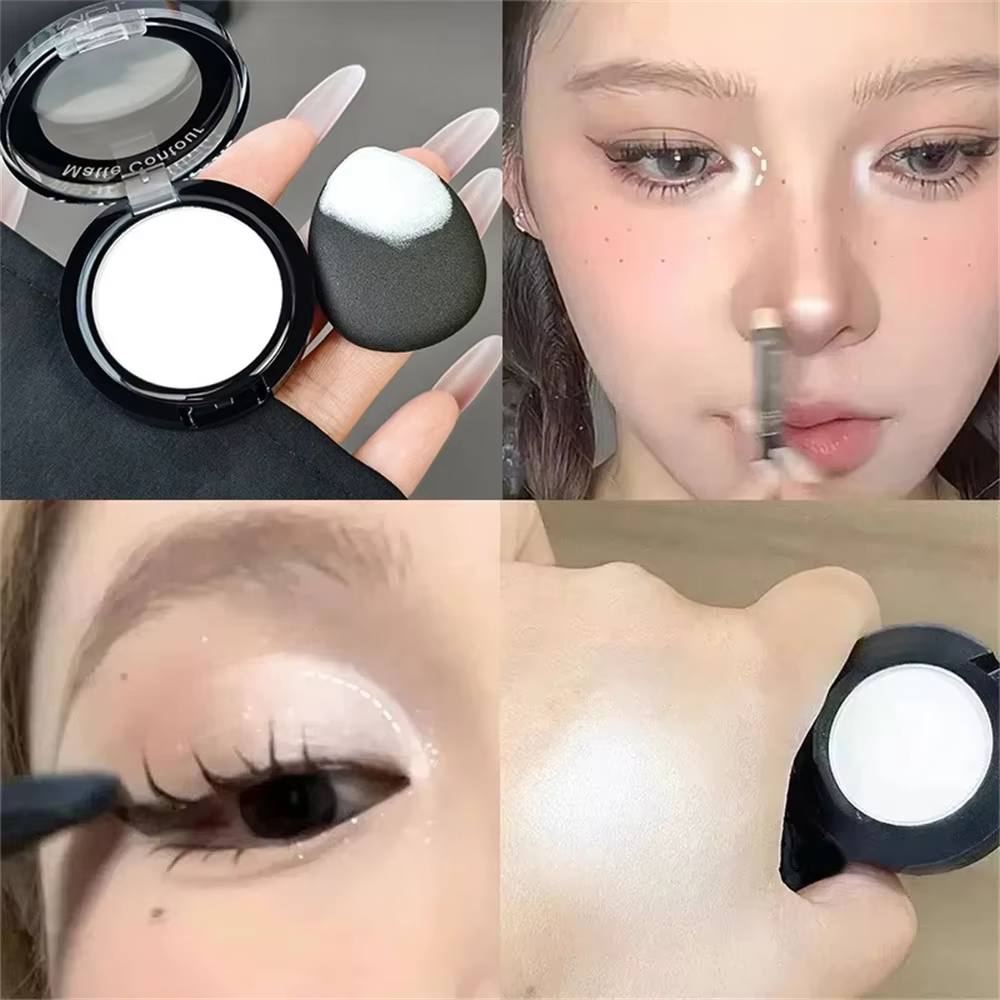 Palette de Contour en poudre bronzante mate, ombre de nez blanche, ombre de nez naturelle, éclaircis