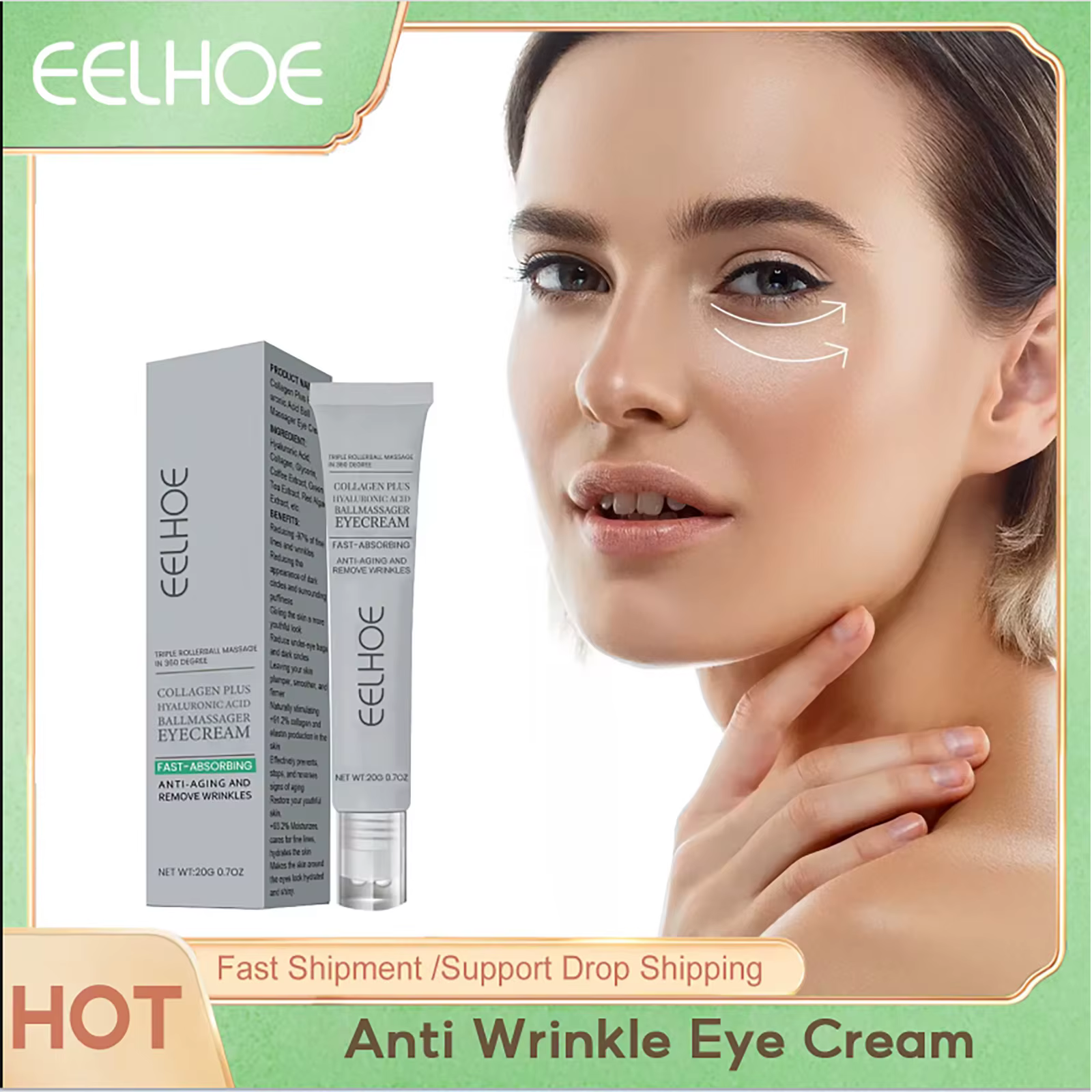 Crème anti-déformation pour les yeux, anti-cernes, élimine les poches sous les yeux, raffermissant, 