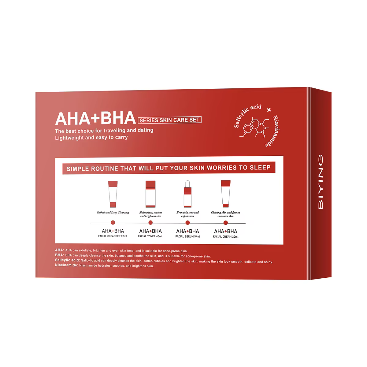 AHA + BHA série peau nettoyant pour le visage crème sérum Toner hydratant Toner hydratant sérum crèm
