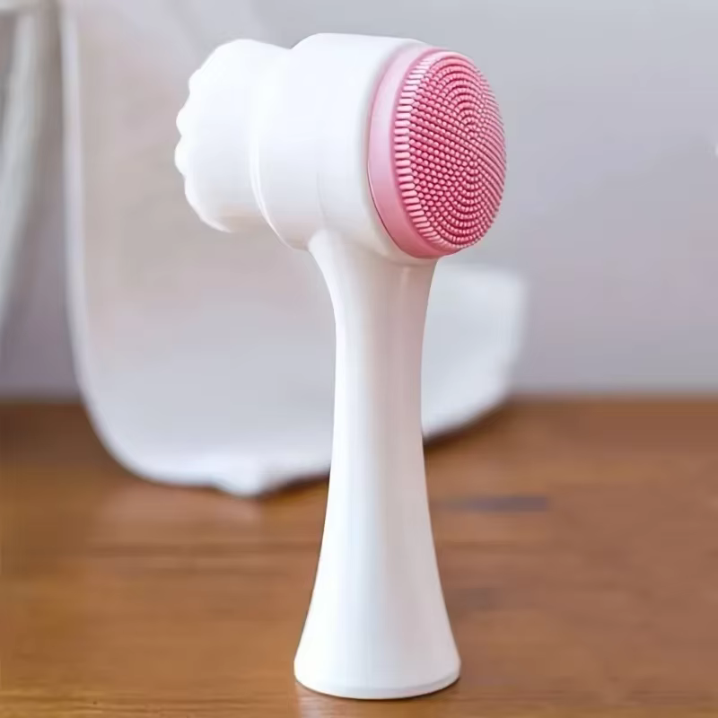 Brosse nettoyante manuelle pour le visage, brosse faciale en silicone souple double face pour le net