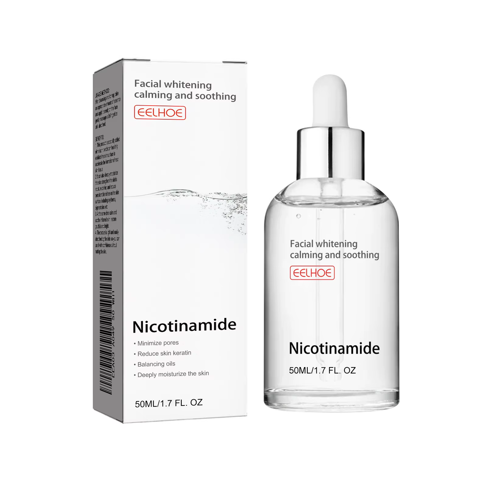 Sérum rétrécissement des pores pour le visage, élimine la matité, Nicotinamide, hydratant, Lifting d