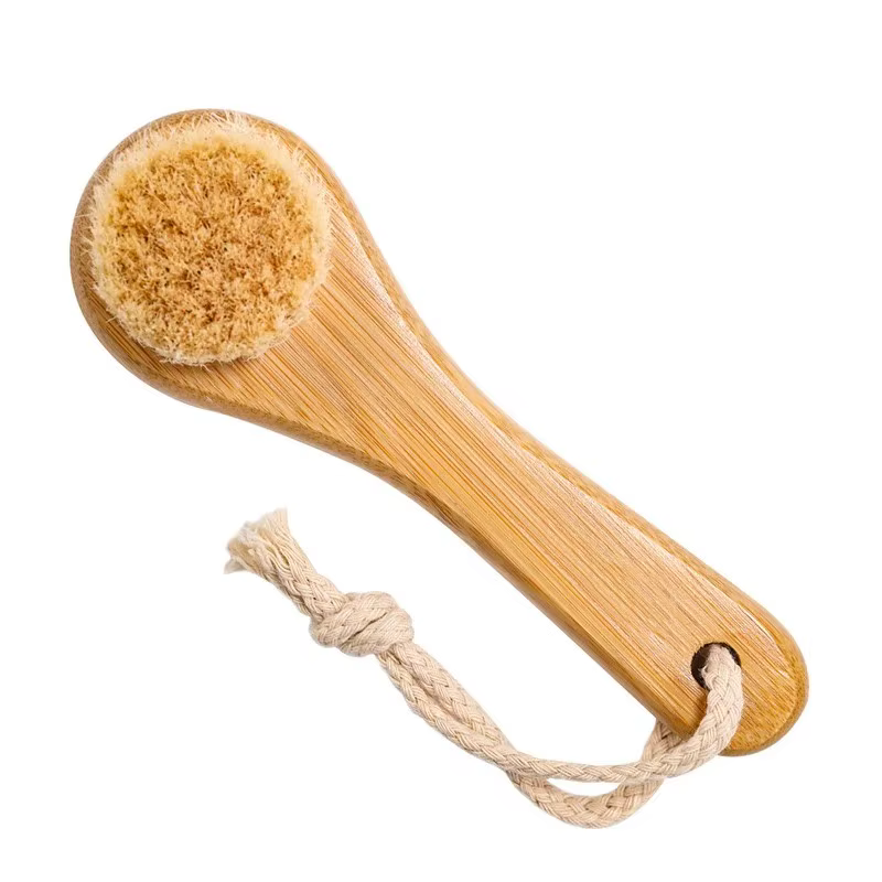 Brosse de Soin Visage Nettoyante en Bambou Naturel Doux pour Massage Facial Portable et Nettoyage en