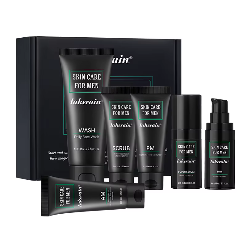 Kit de soins de la peau pour hommes – Ensemble 3 en 1 avec lavage du visage, crème hydratante et crè