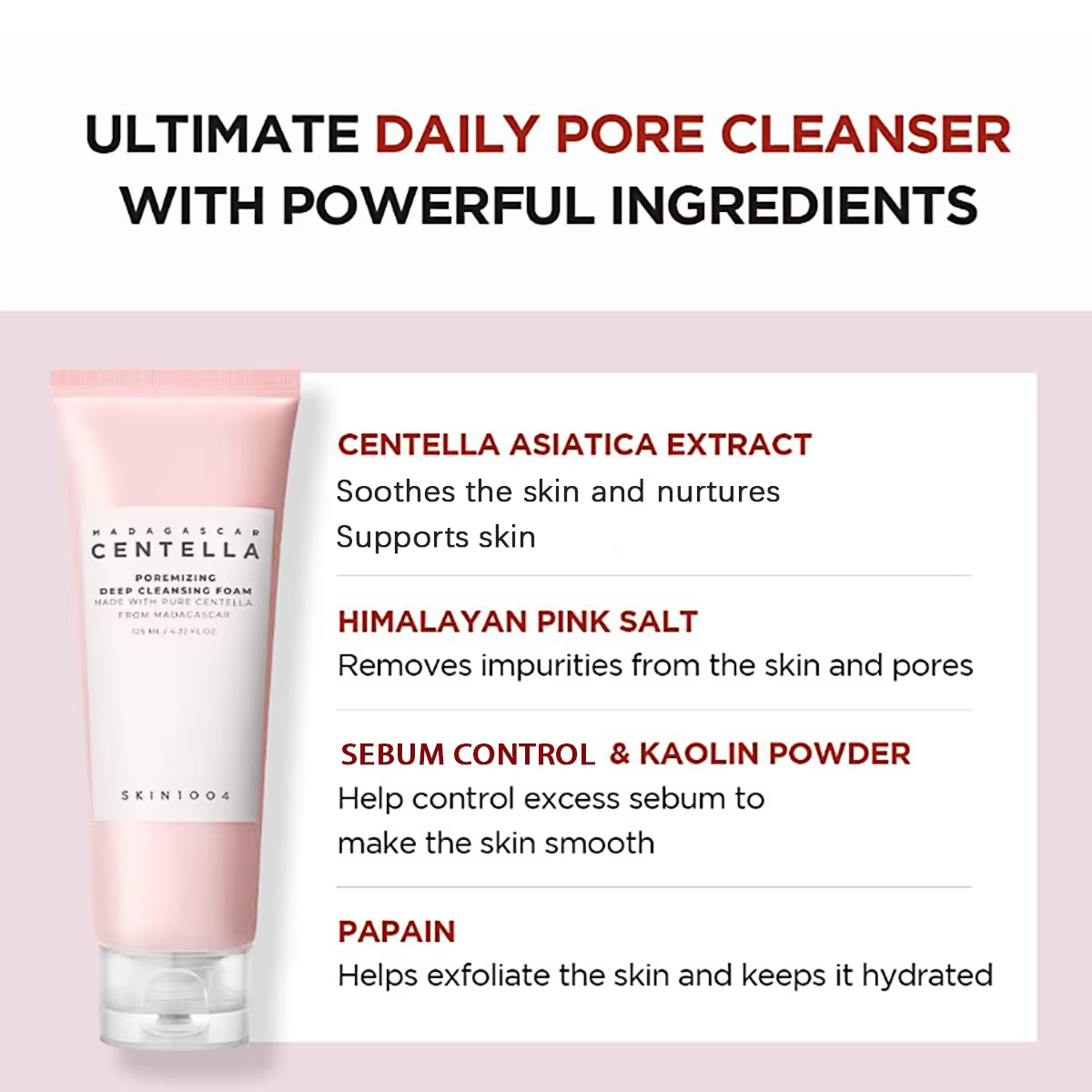 SKIN1004 Madagascar Centella Poremizing Deep Cleansing Foam 125ml, Mousse nettoyante riche et abonda