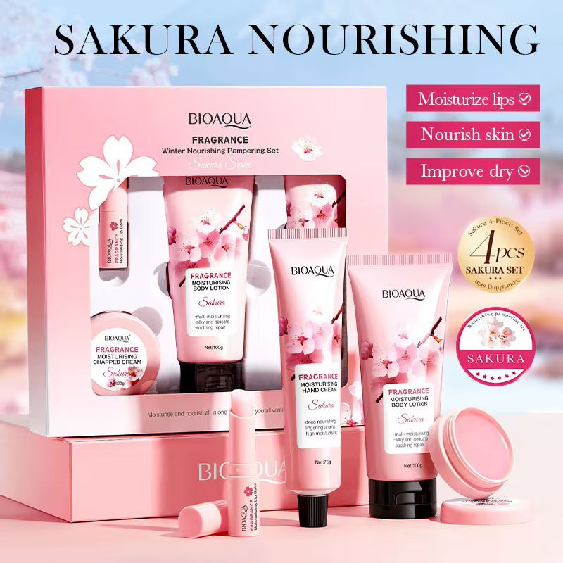 Ensemble de soins hydratants et luxueux Sakura Body Lotion
