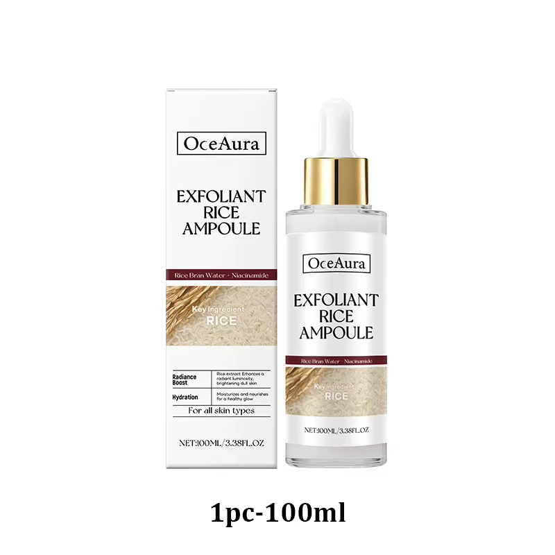 Sérum Exfoliant au Riz Blanc et Noir – Peeling Visage Hydratant, Adoucissant, Anti-Points Noirs, Hyd