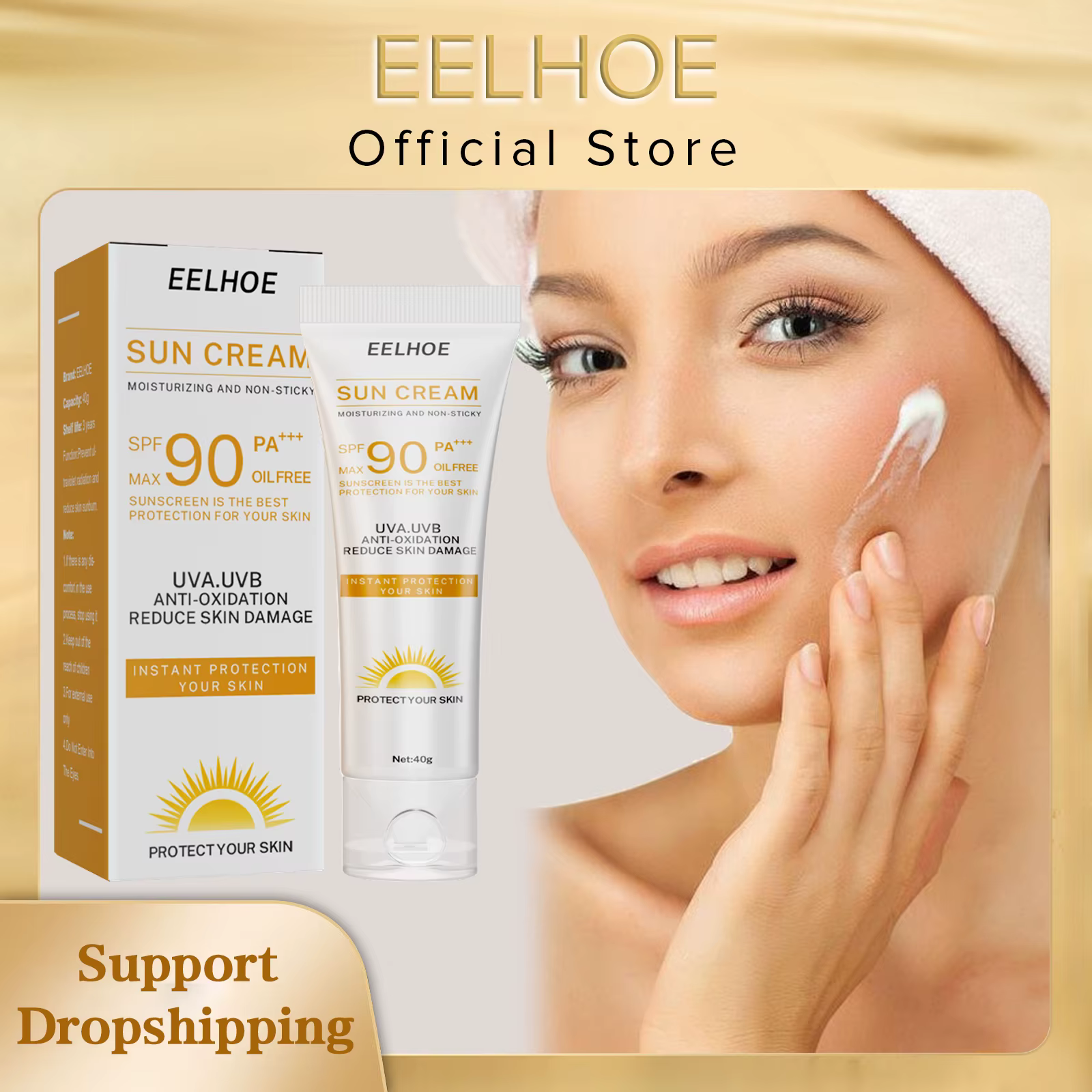 EELHOE crème solaire Spf 90 crème solaire blanchissante pour le visage corps contrôle de l'huile bla