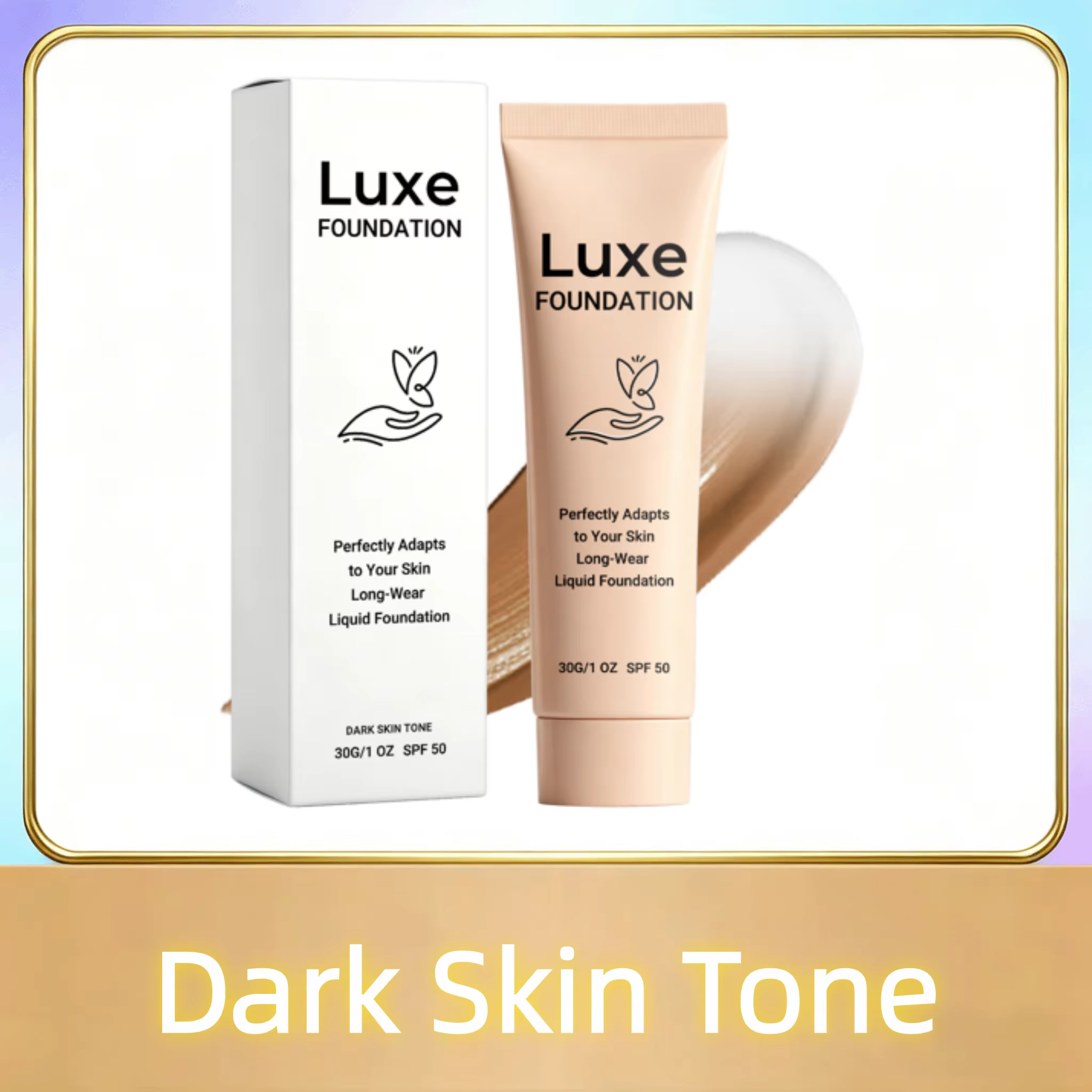 Fond de teint SPF 50 changeant de couleur, s'adaptant au teint, dissimulant les imperfections du vis