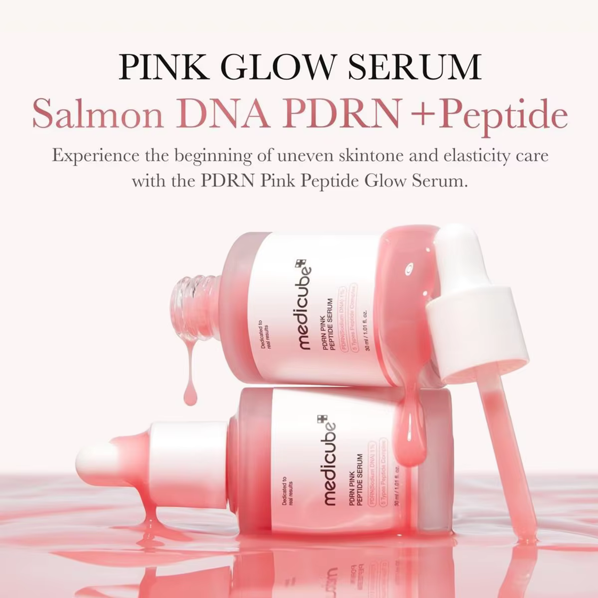 Sérum au peptide rose PDRN à l'ADN de saumon Medicube, lisse et à absorption rapide, rafraîchissant