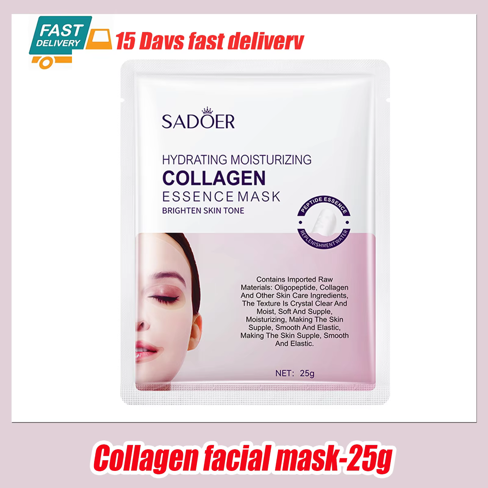 Masque Facial Anti-rides au collagène, Anti-vieillissement, estompe les ridules, peau ferme, hydrata