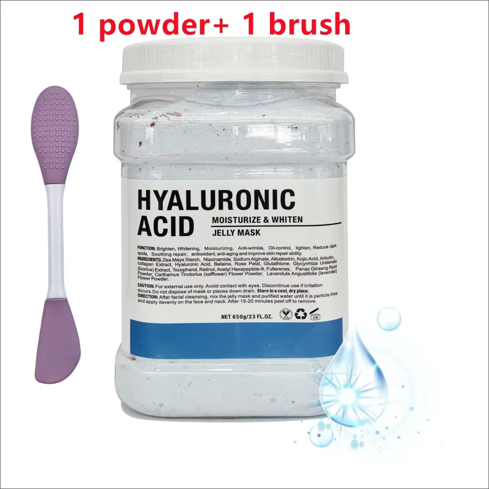 Masque hydratant pour le visage, acide hyaluronique, camomille, poudre avec brosse en Silicone, augm
