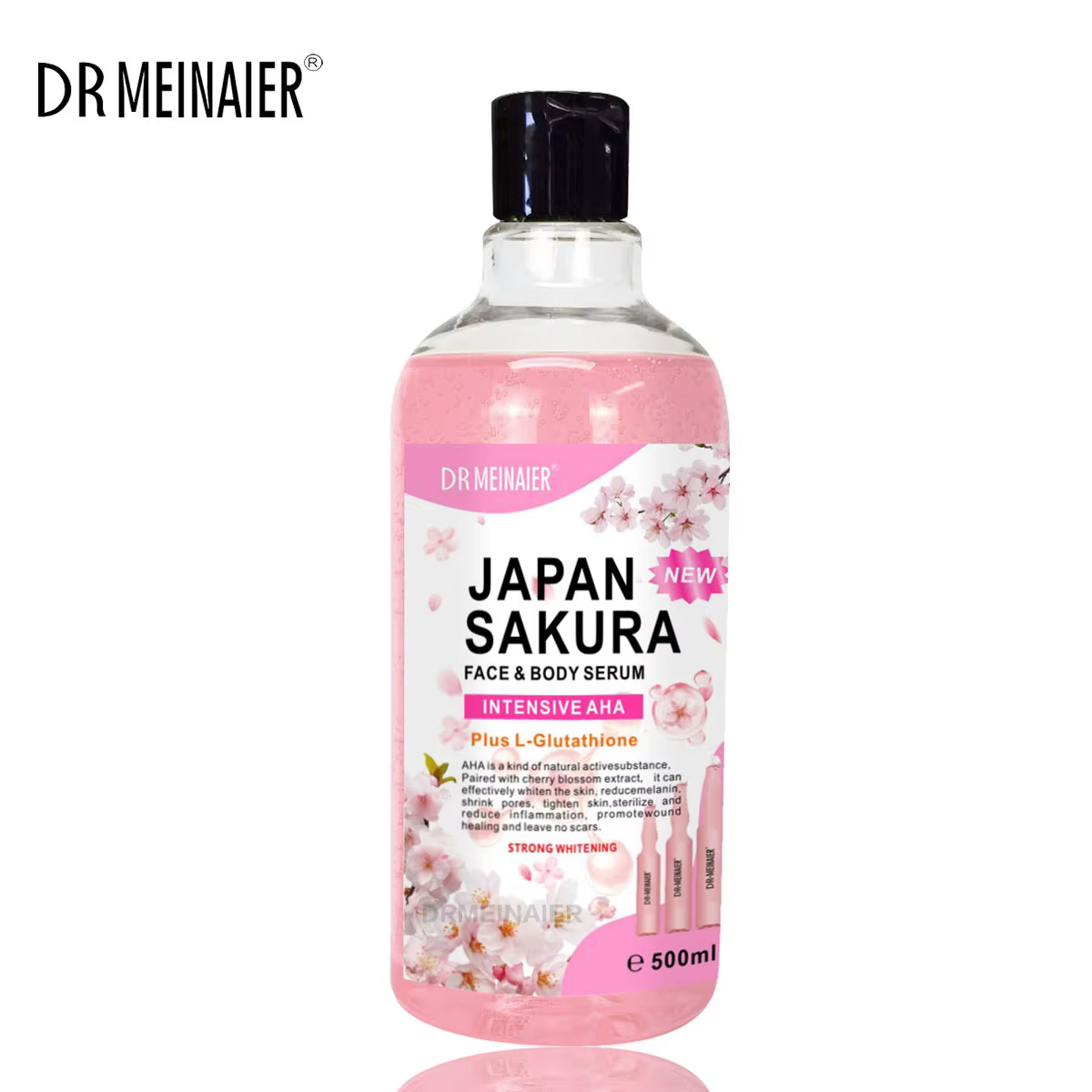 Sérum japonais Sakura pour le visage et le corps, 500ml, rétrécit les Pores, Essence éclaircissante,