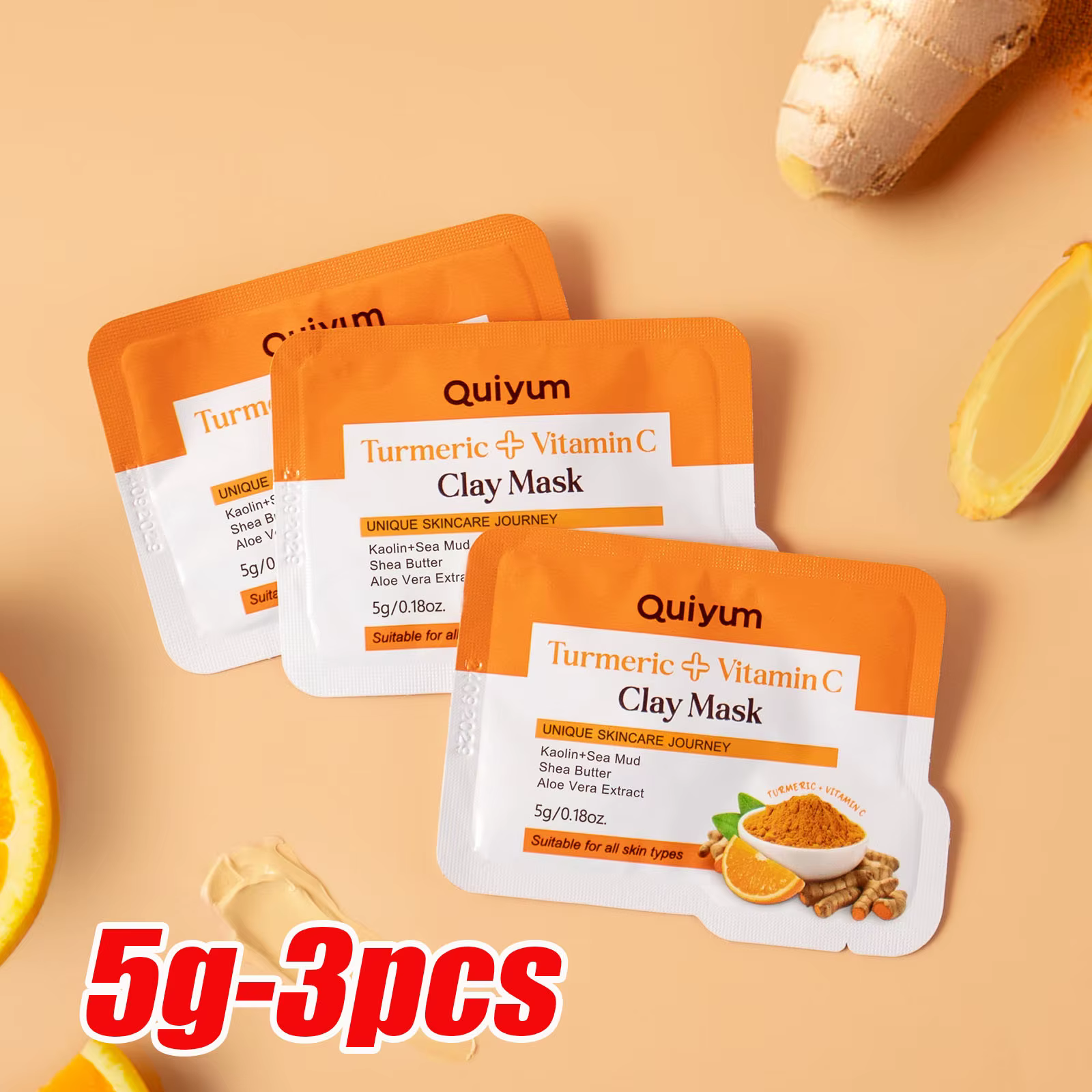 Masque de boue au curcuma nettoyant les pores, masque de boue à la vitamine C, élimine les boutons, 