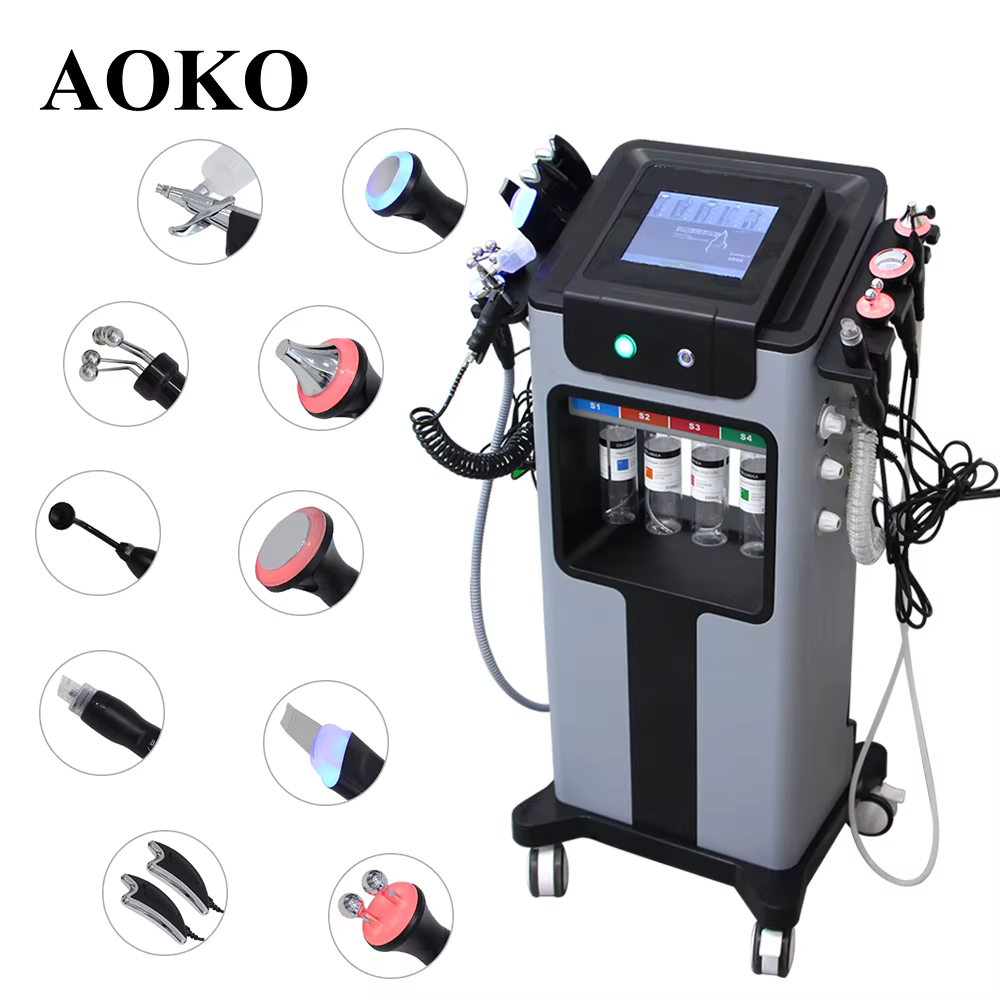 AOKO New10IN 1 Hydro Dermabrasion Aqua Peeling ultrasons soins du visage Injection d'oxygène rajeuni