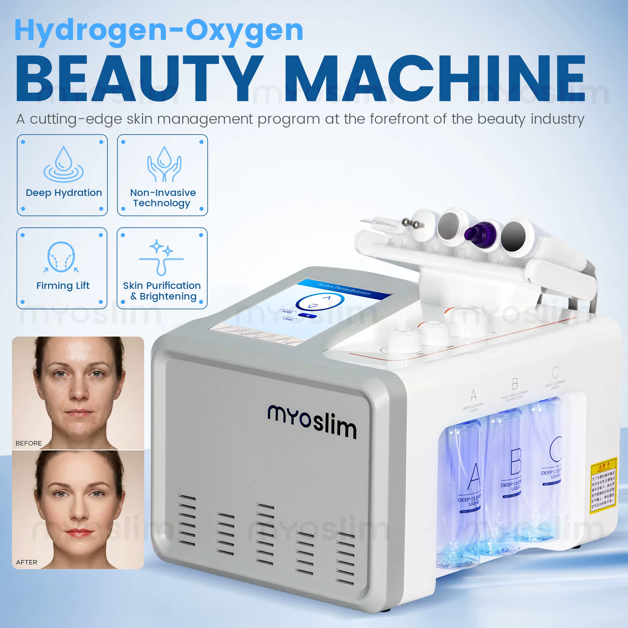 Appareil de nettoyage facial Hydra Dermabrasion 6 en 1, appareil de beauté à l'hydrogène et à l'oxyg