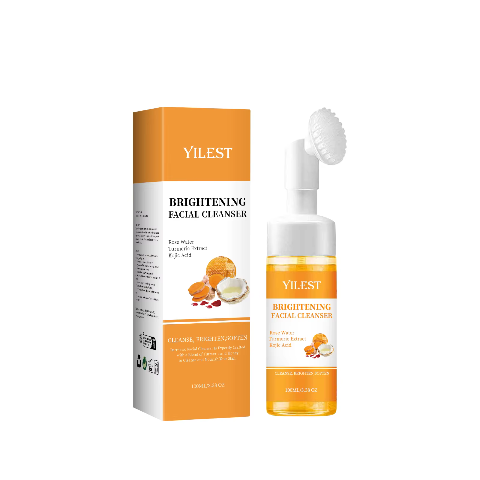 YILEST Nettoyant éclaircissant pour le visage 100 ml - avec acide kojique, curcuma et eau de rose, t