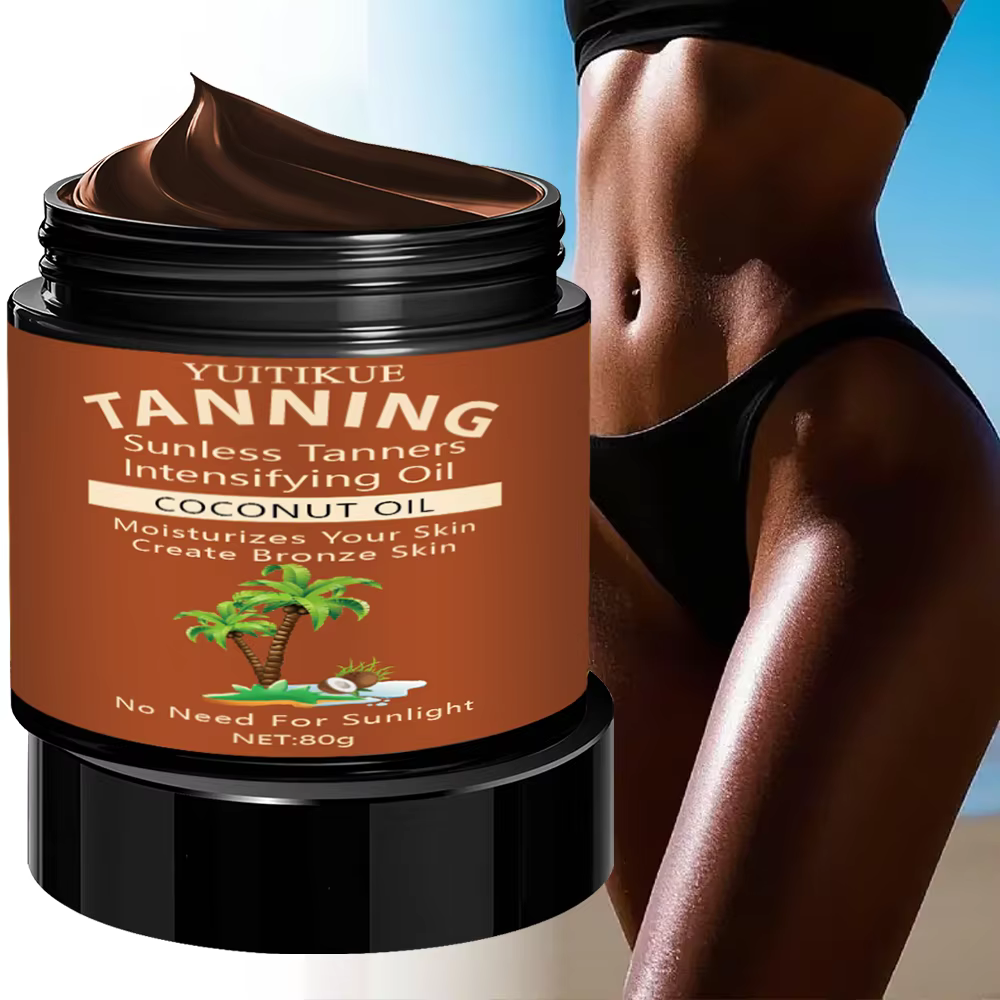 Pas d'exposition solaire, crème bronzante brillante pour le corps, l'huile de coco hydrate la peau p