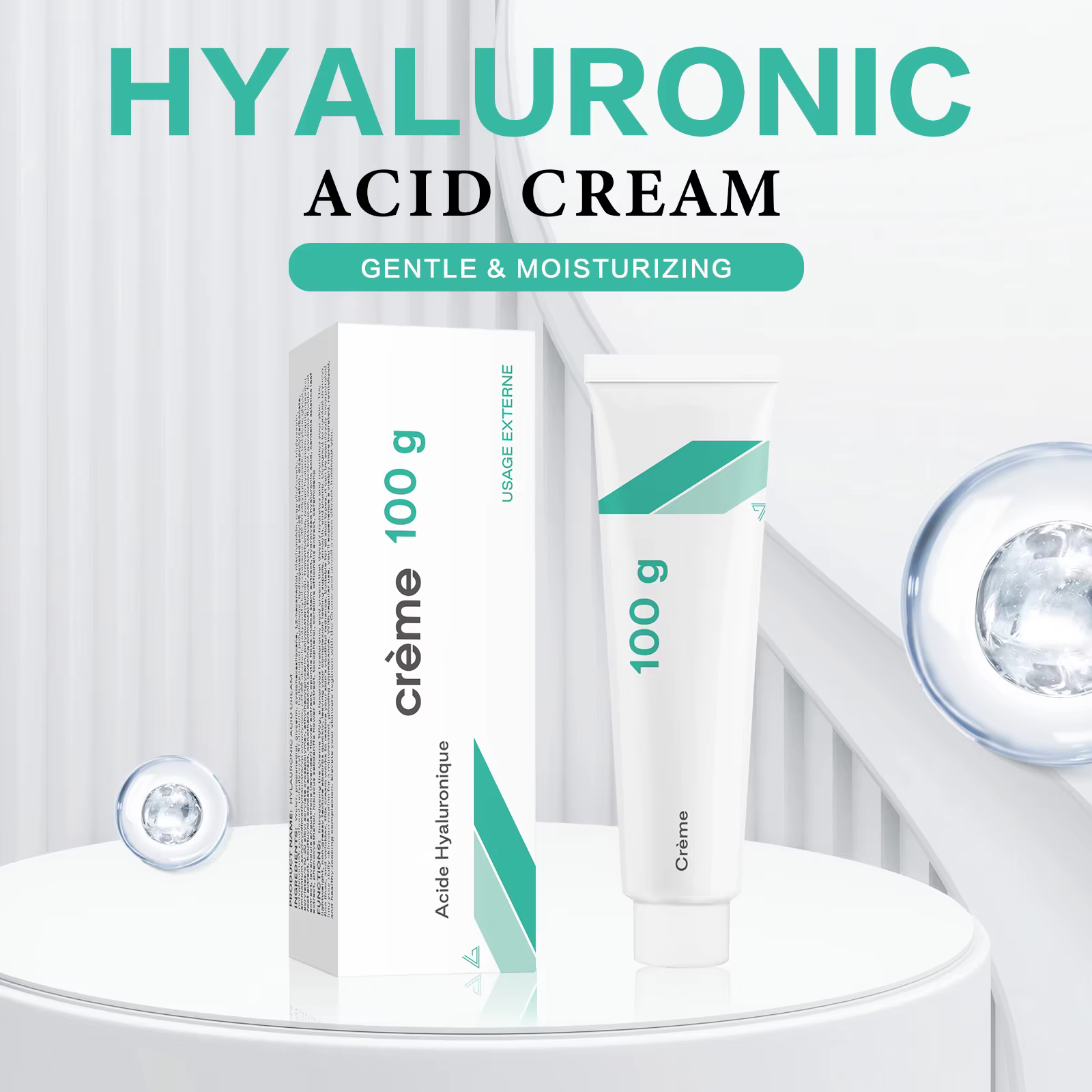 Crème à l'acide hyaluronique, 100g, hydratante, Anti-âge, pour le visage, hydratante, lissante, soin