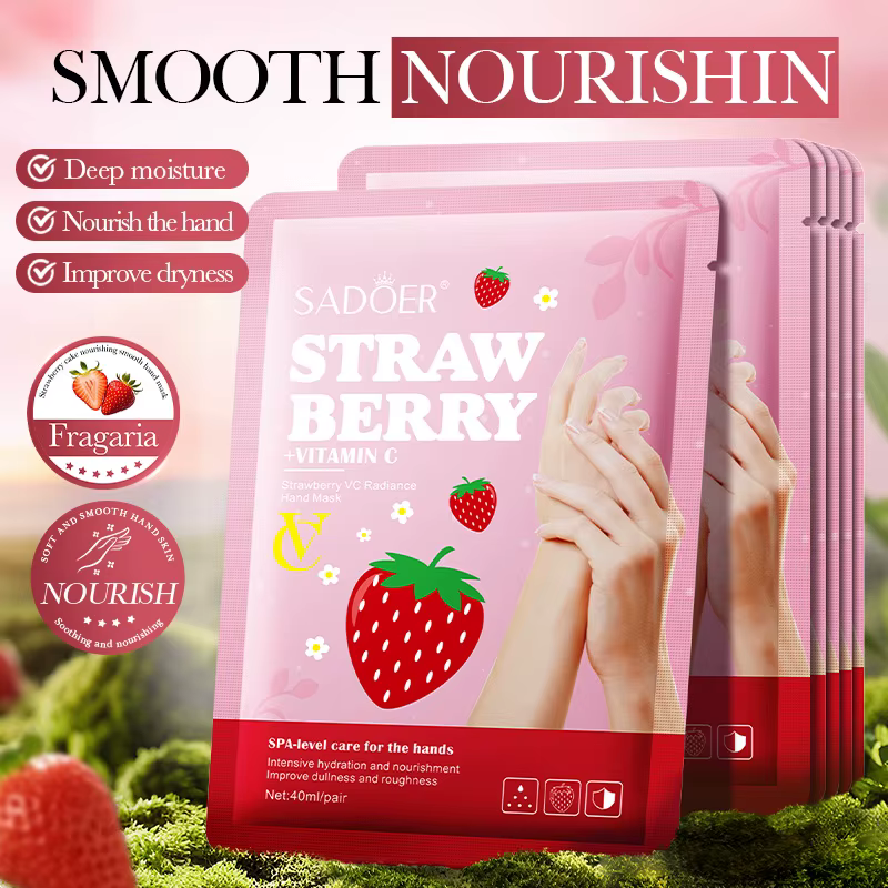 5 paires SADOER fraise masque pour les mains blanchissant hydratant anti-âge Anti rides exfoliant ga