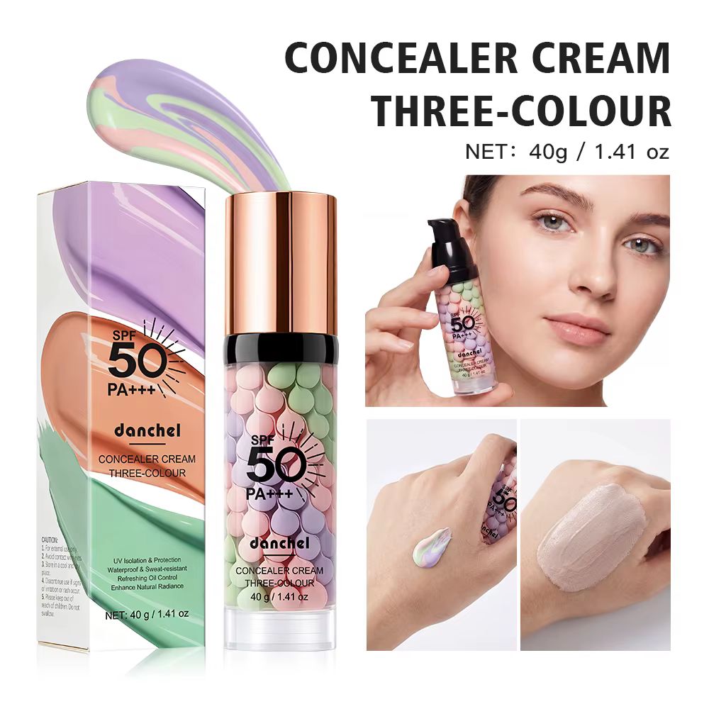 Base de Maquillage Tricolore Protectrice Hydratante Translucide Correctrice Anti-Grumeurs Trois-en-U