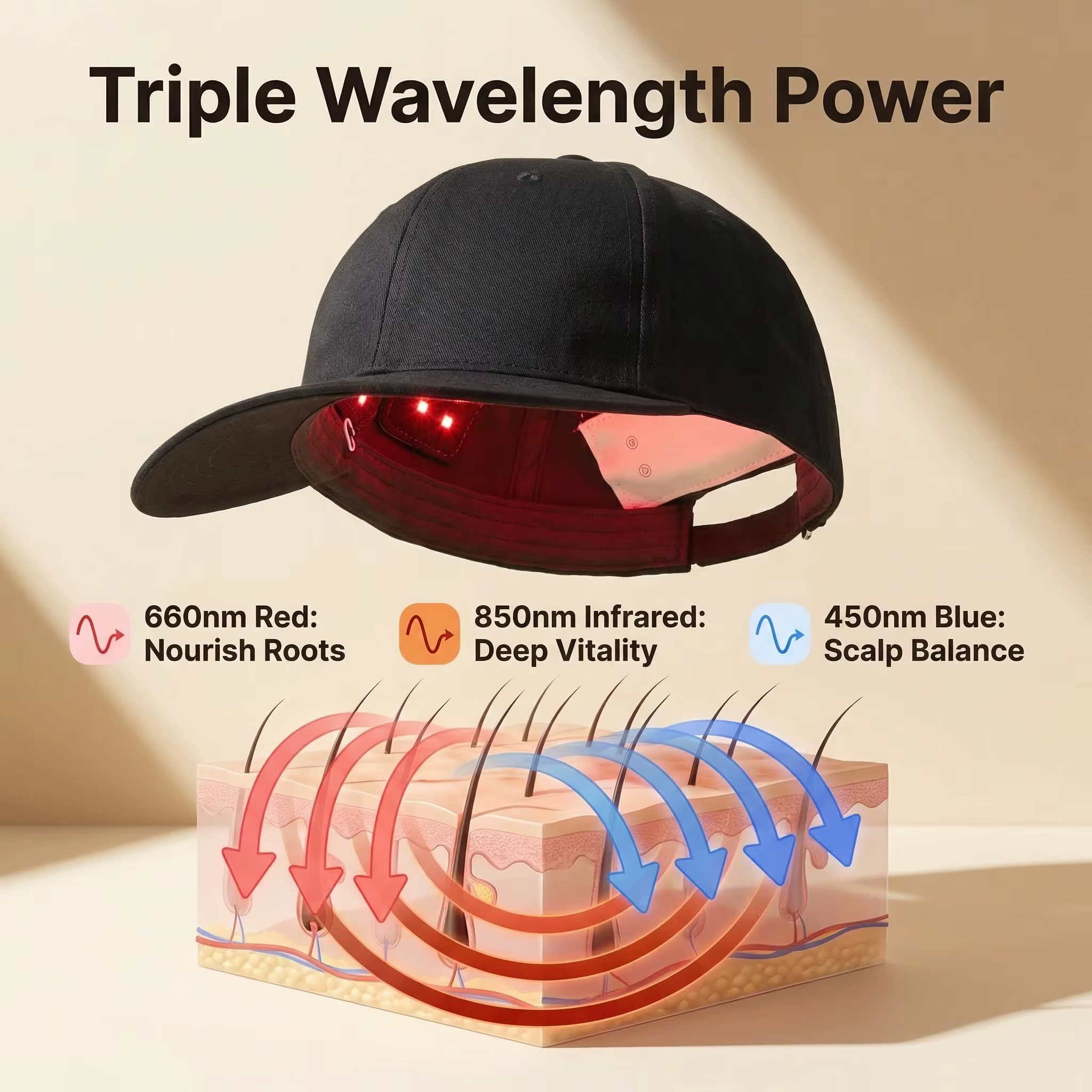 Casque de luminothérapie LED rouge JVV pour la repousse des cheveux, casque laser à diodes pour le t