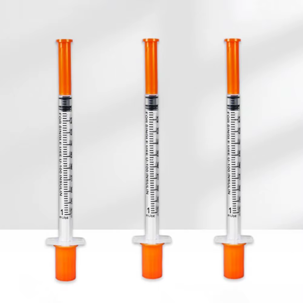 Seringue vétérinaire en plastique jetable de 1ml, 10 pièces, capuchon Orange, seringue à insuline st