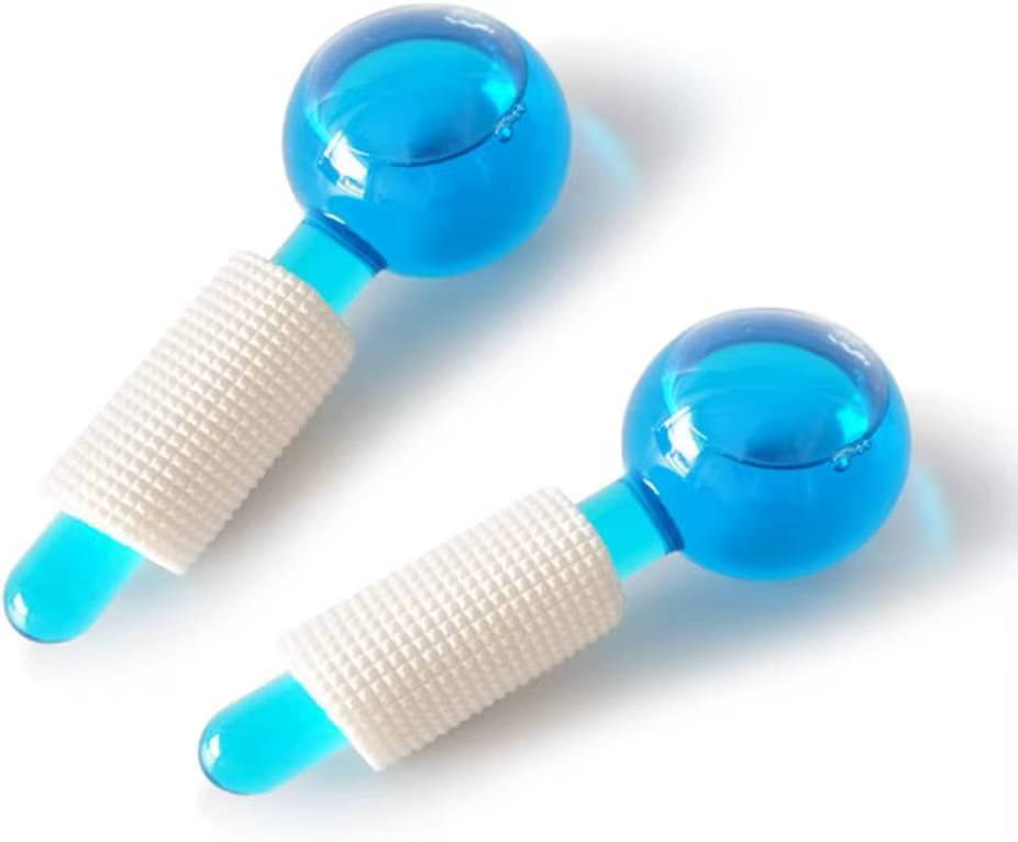 Lot de 2 globes de glace pour massage facial, rouleau cryothérapeutique pour le cou et les yeux, sou