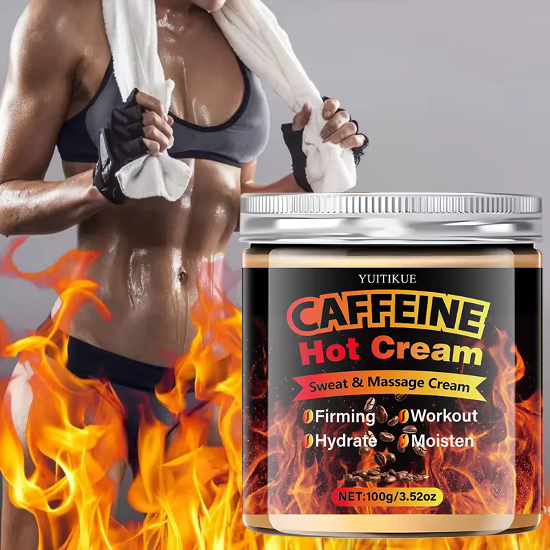 Crème chauffante à la caféine – Rassodante, hydratante et hydratante. Convient pour l'entraînement p