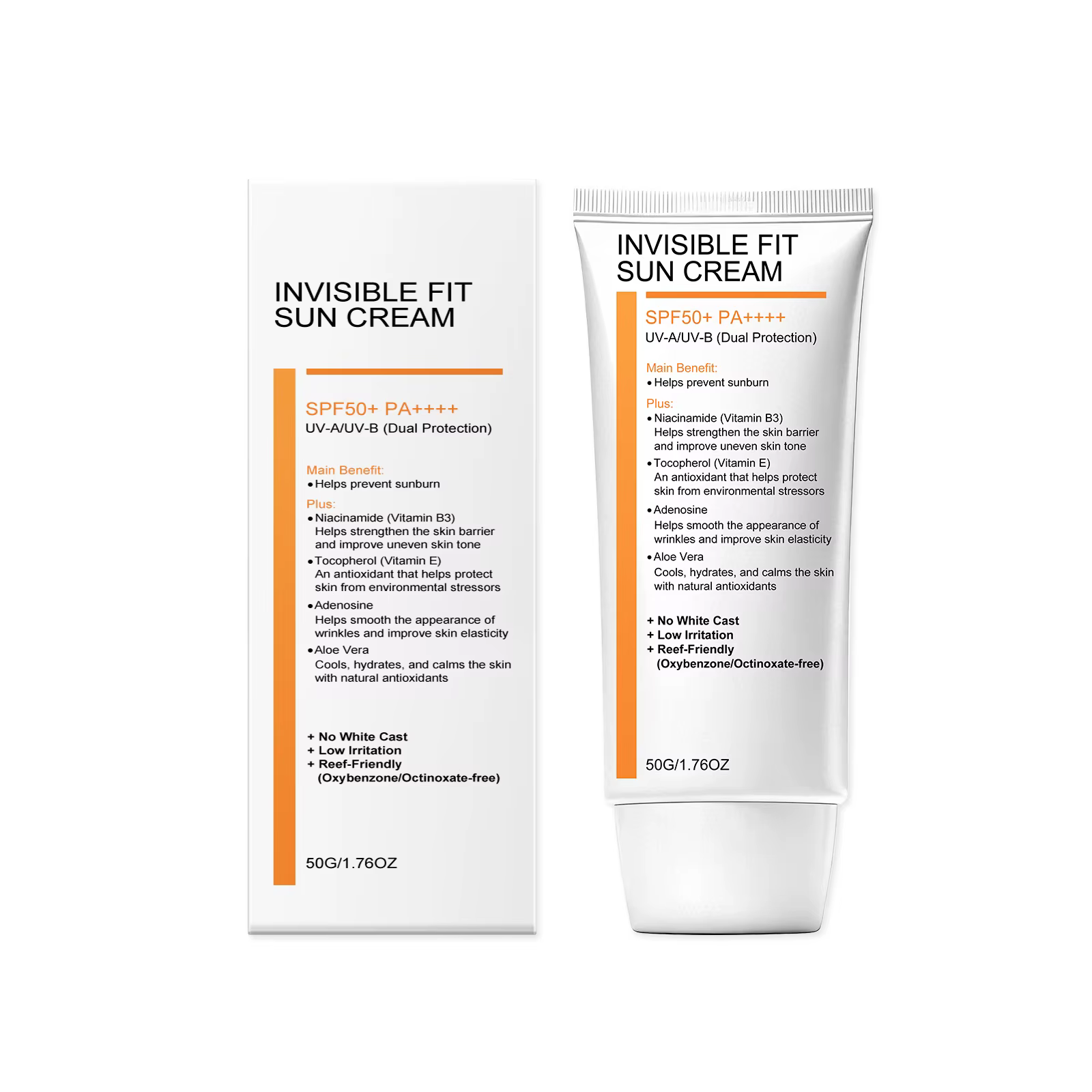Crème solaire SPF50 à la niacinamide hydratante, réparatrice de la barrière cutanée, éclaircissante,