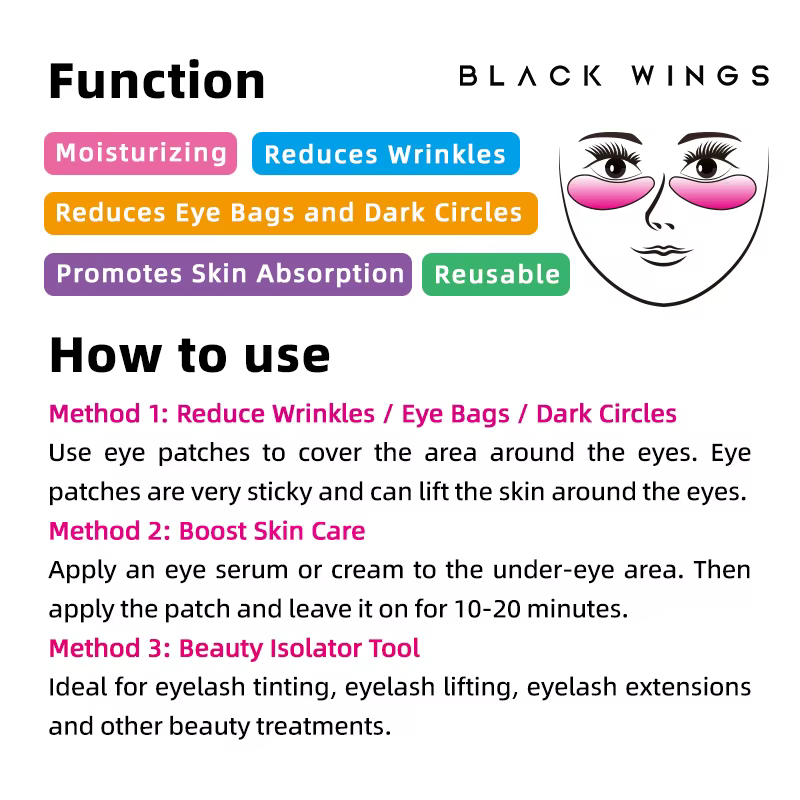 Blackwings 6 paires de patchs pour les yeux en silicone conviennent aux cernes et au masque pour les
