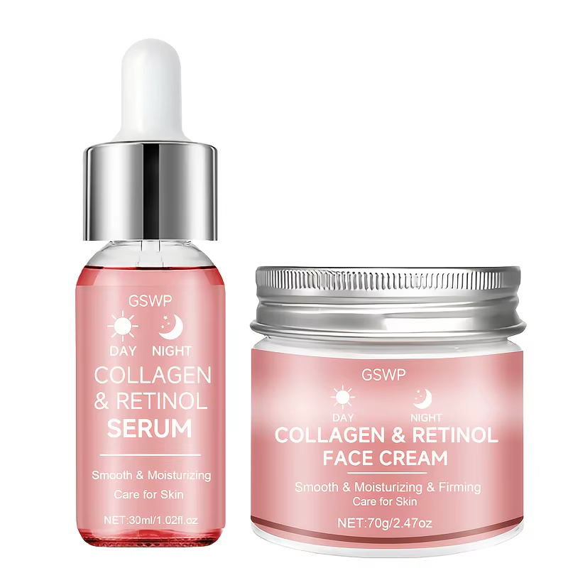 Ensemble crème et sérum au collagène et au rétinol GSWP, liftant et raffermissant la peau, tout en a