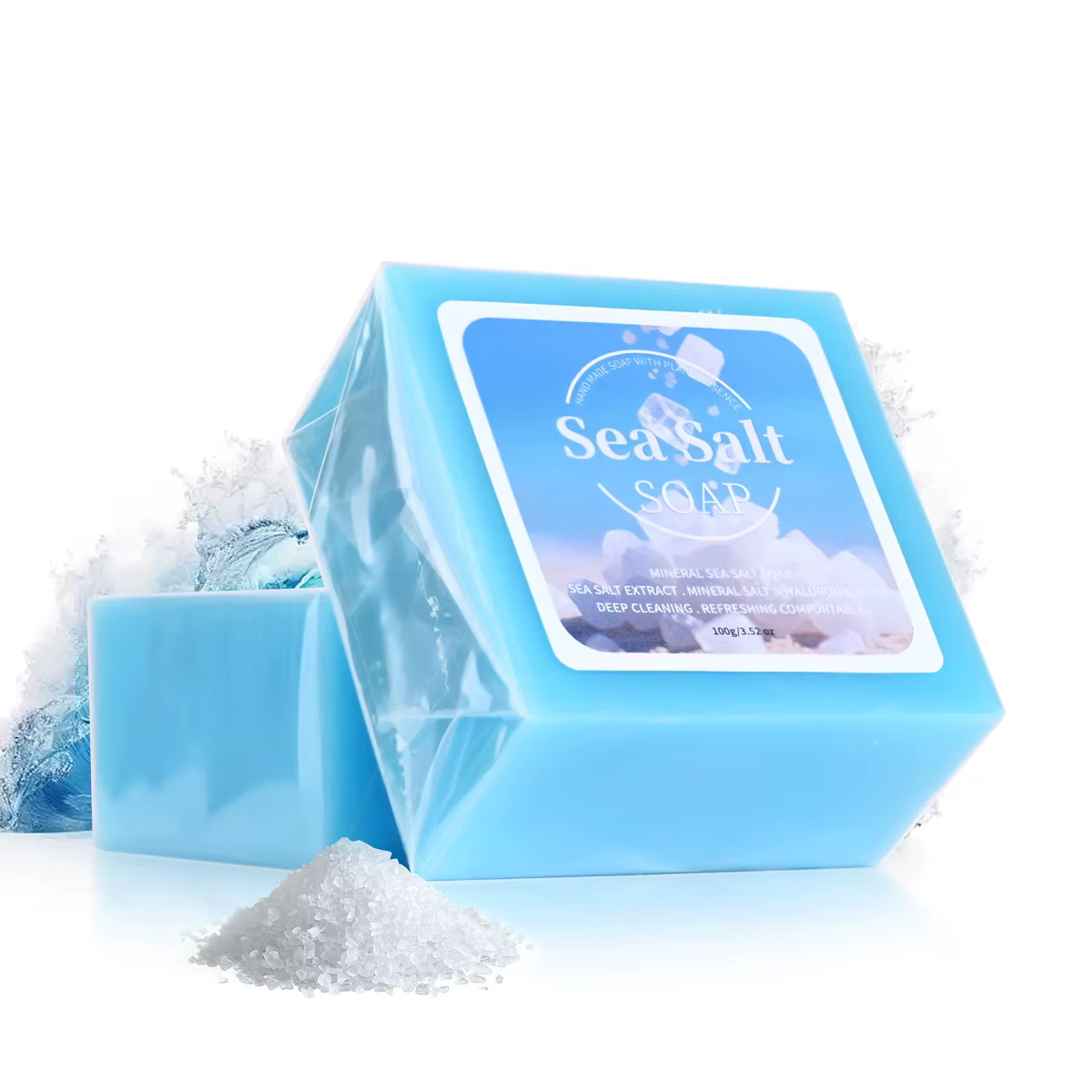 B + acide hyaluronique sel de mer nettoyage en profondeur savon fait main pour le nettoyage et le ba