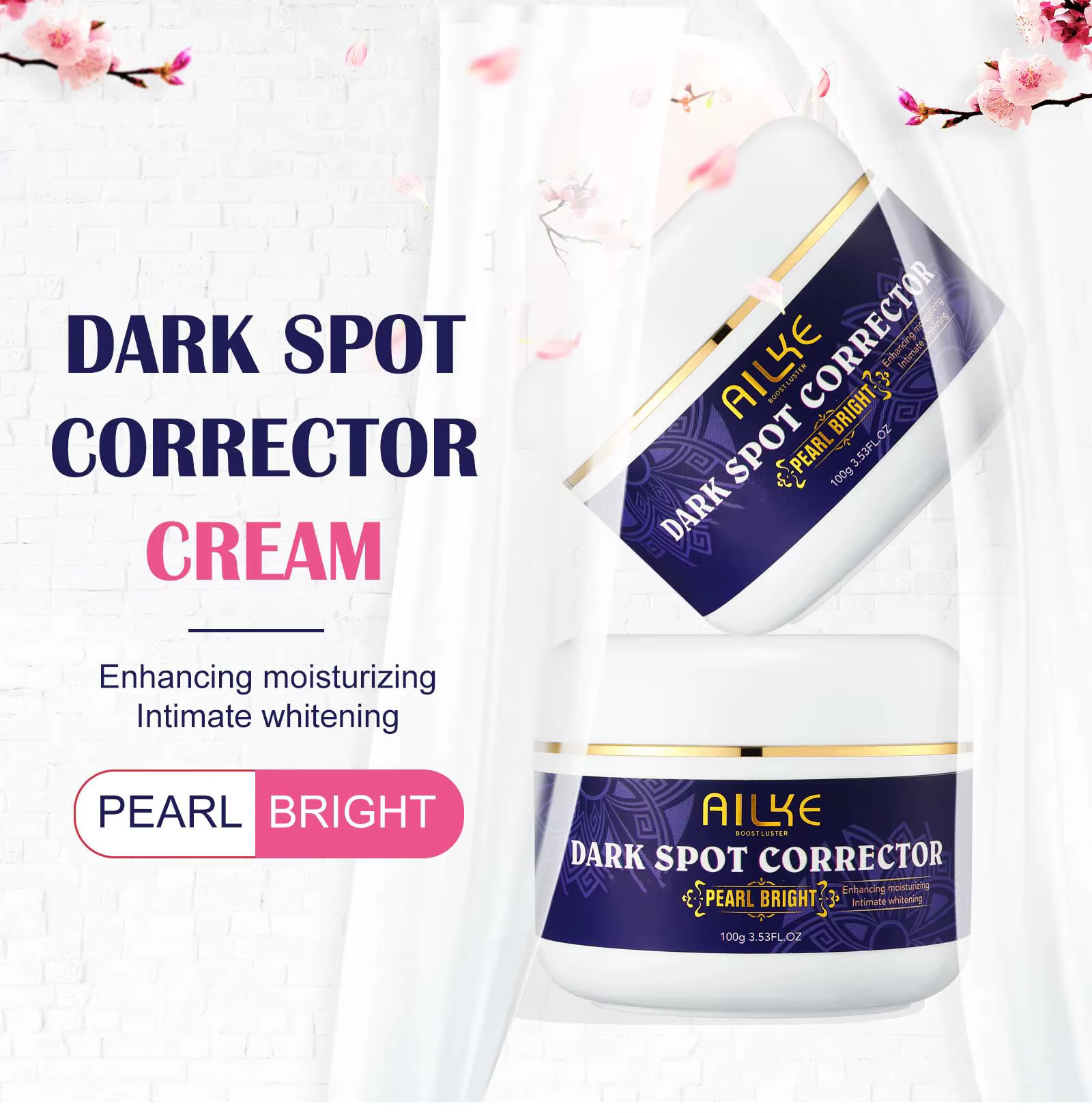 AILKE Crème visage dissolvant de taches foncées Double Glutathion, pour aisselles, coudes, jambes, t