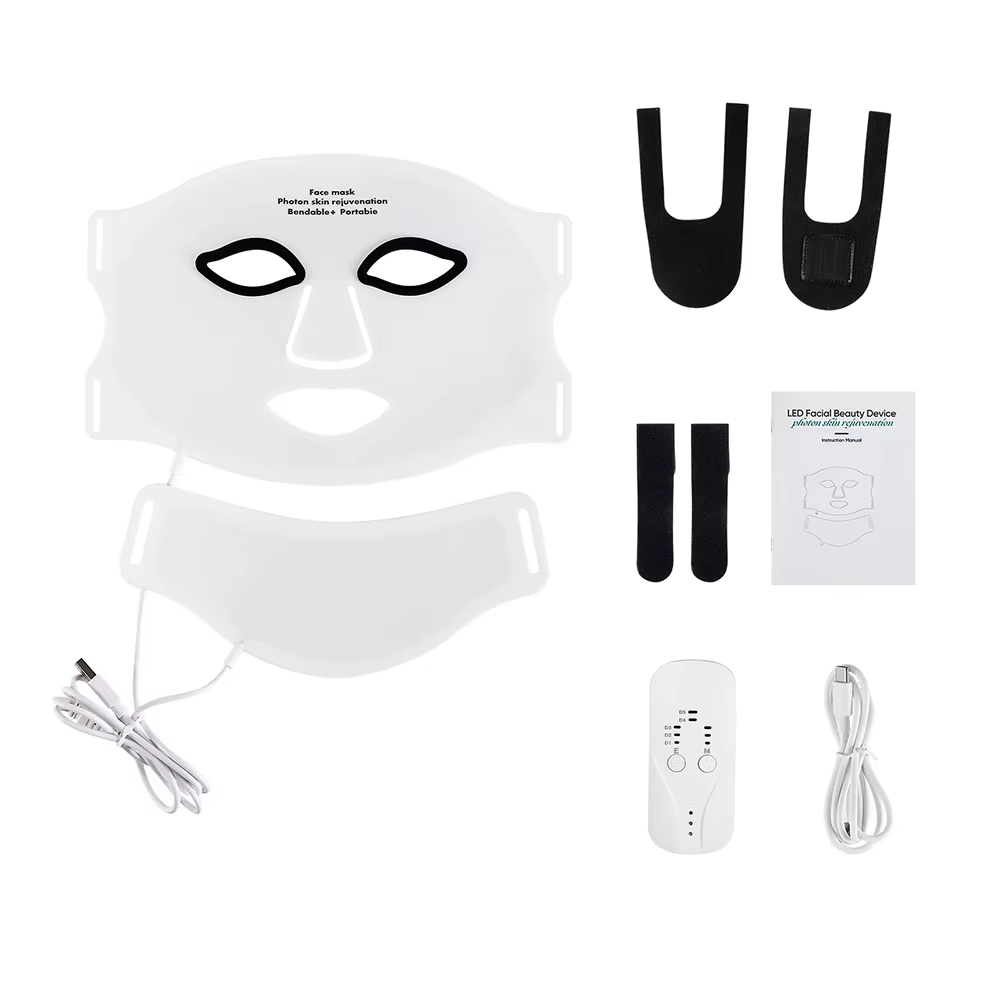 Masque LED en Silicone pour le visage, 7 couleurs, Photon LED, thérapie infrarouge à lumière rouge, 