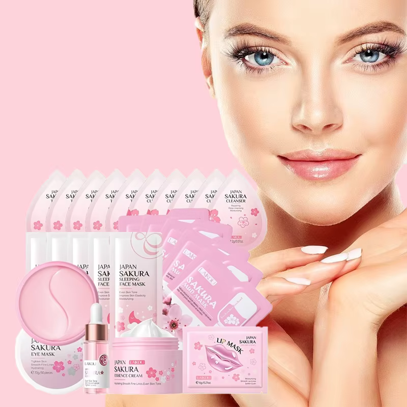 Sakura – ensemble de soins pour la peau, 24 pièces, masques pour les yeux et les lèvres, sérum Nud,