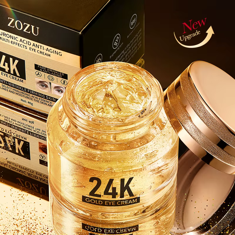 Crème pour les yeux à l'acide hyaluronique et à l'or 24 carats, anti-cernes, anti-poches sous les ye