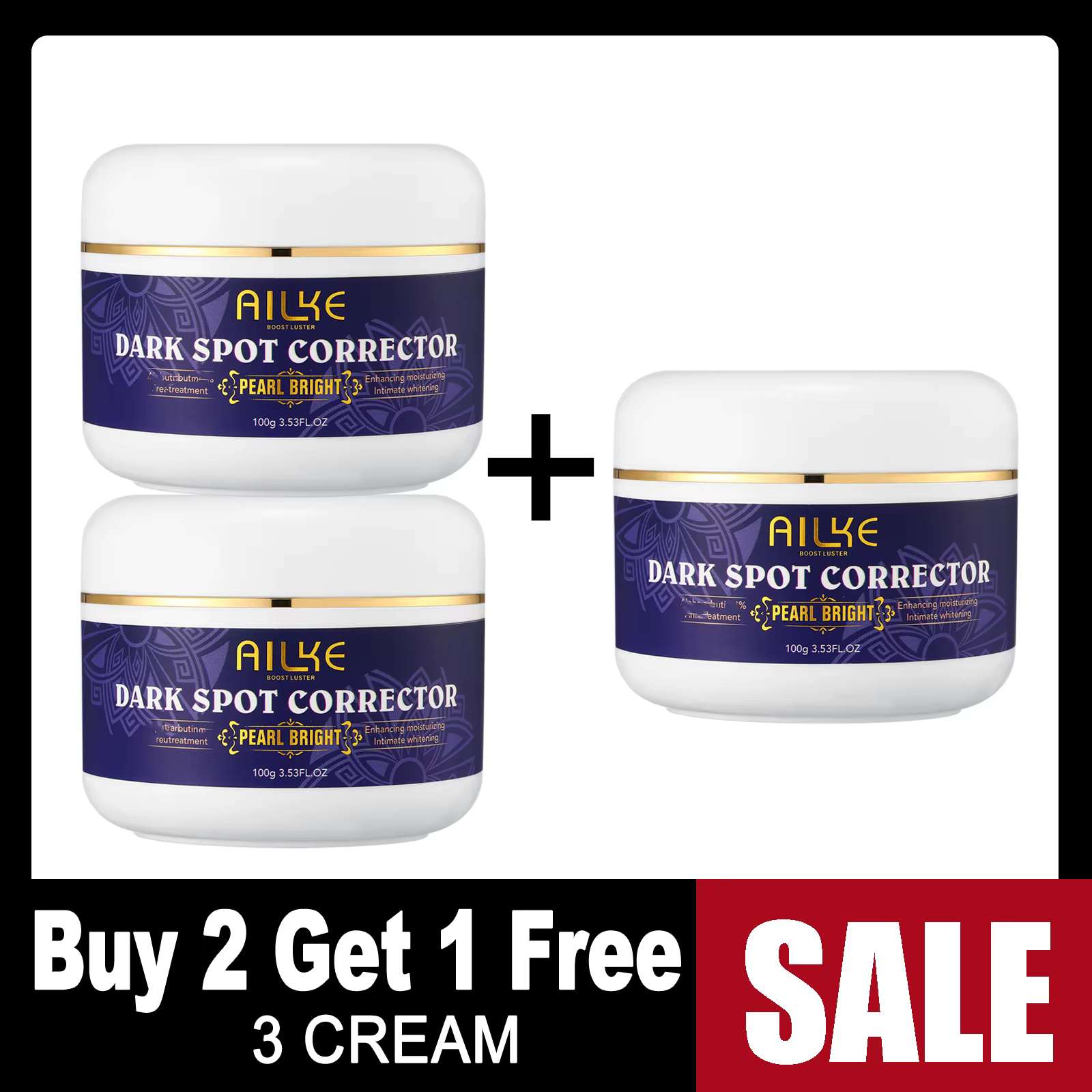 AILKE Crème visage dissolvant de taches foncées Double Glutathion, pour aisselles, coudes, jambes, t