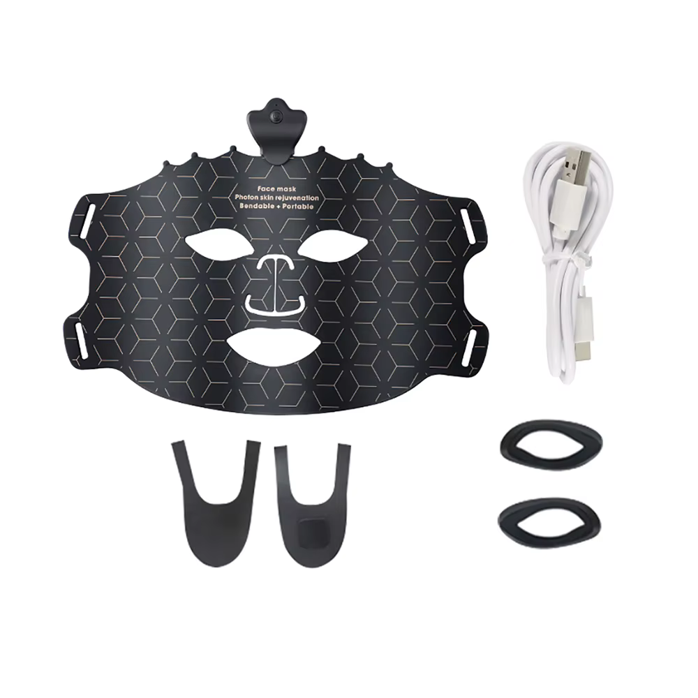 Masque LED 7 couleurs pour le visage et le cou ou masque facial électrique en silicone, flexible, po