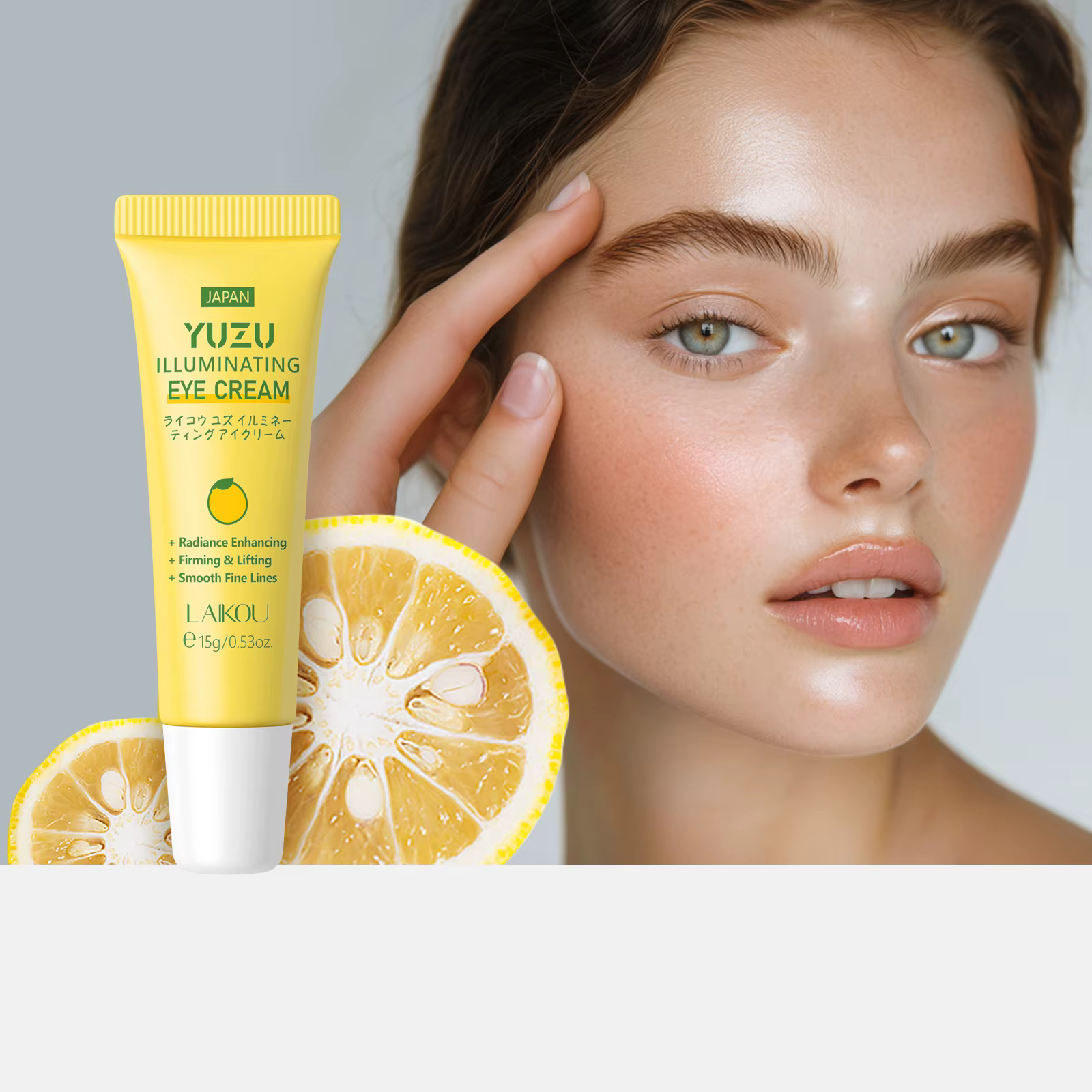 Crème pour les yeux illuminante LAIKOU Yuzu 15g, nourrissante, hydratante, raffermissante, liftante,