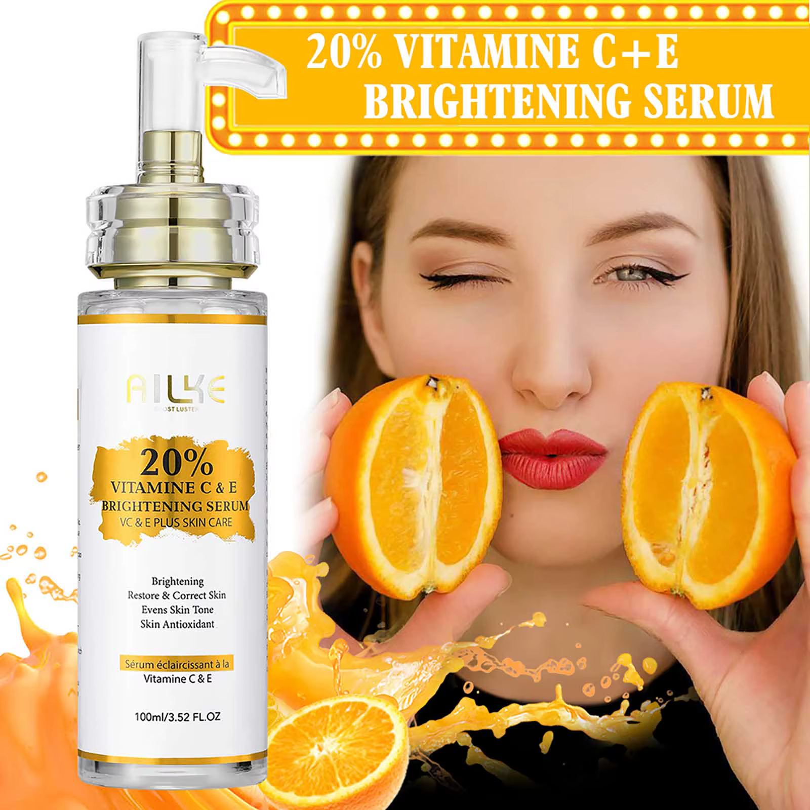 AILKE-Kit de soins de la peau à la vitamine C, crème éclaircissante pour le corps, sérum éclaircissa