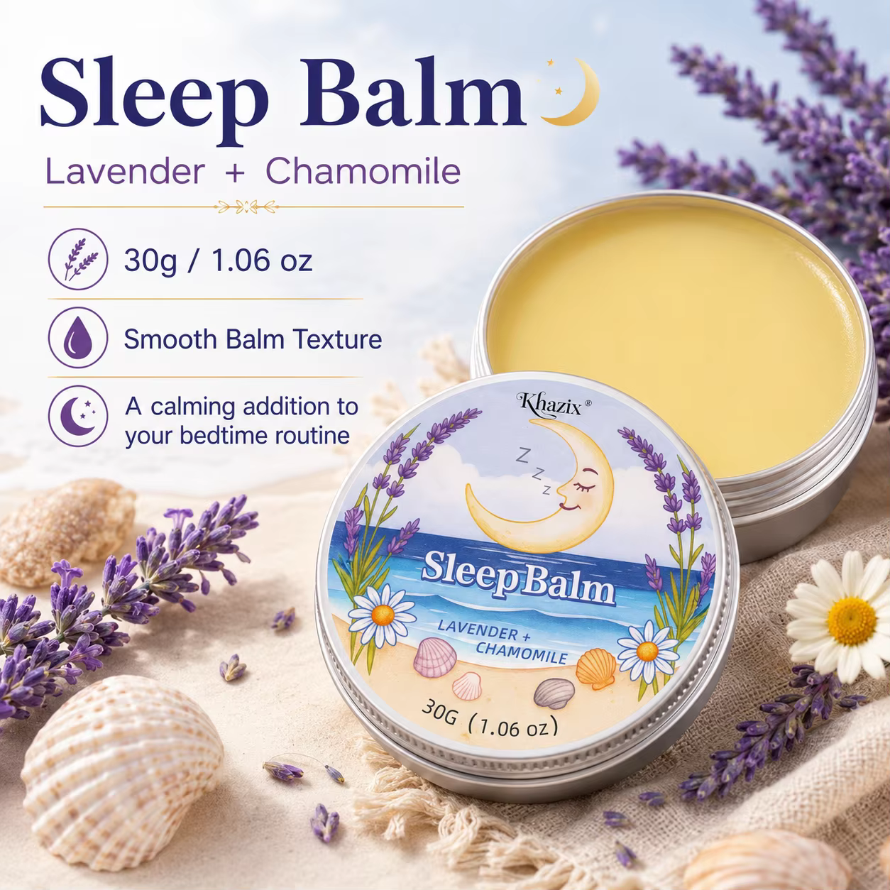 Baume de Nuit Apaisant 30g à la Lavande et à la Camomille – Arôme Relaxant, Doux pour la Peau, Forma