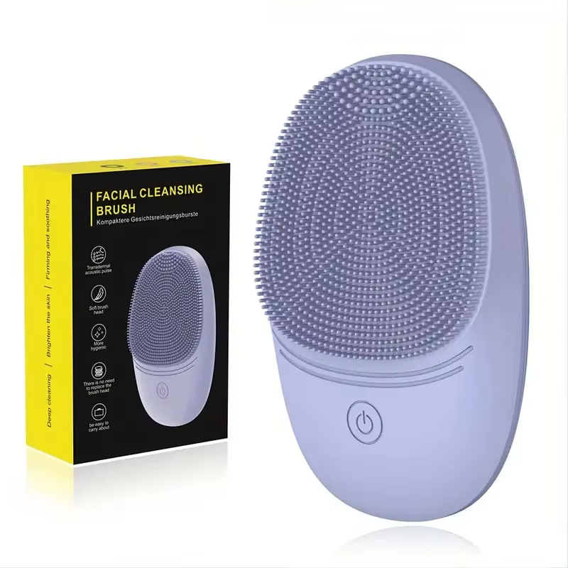 Brosse nettoyante faciale électrique en silicone souple, brosse nettoyante faciale à vibration soniq