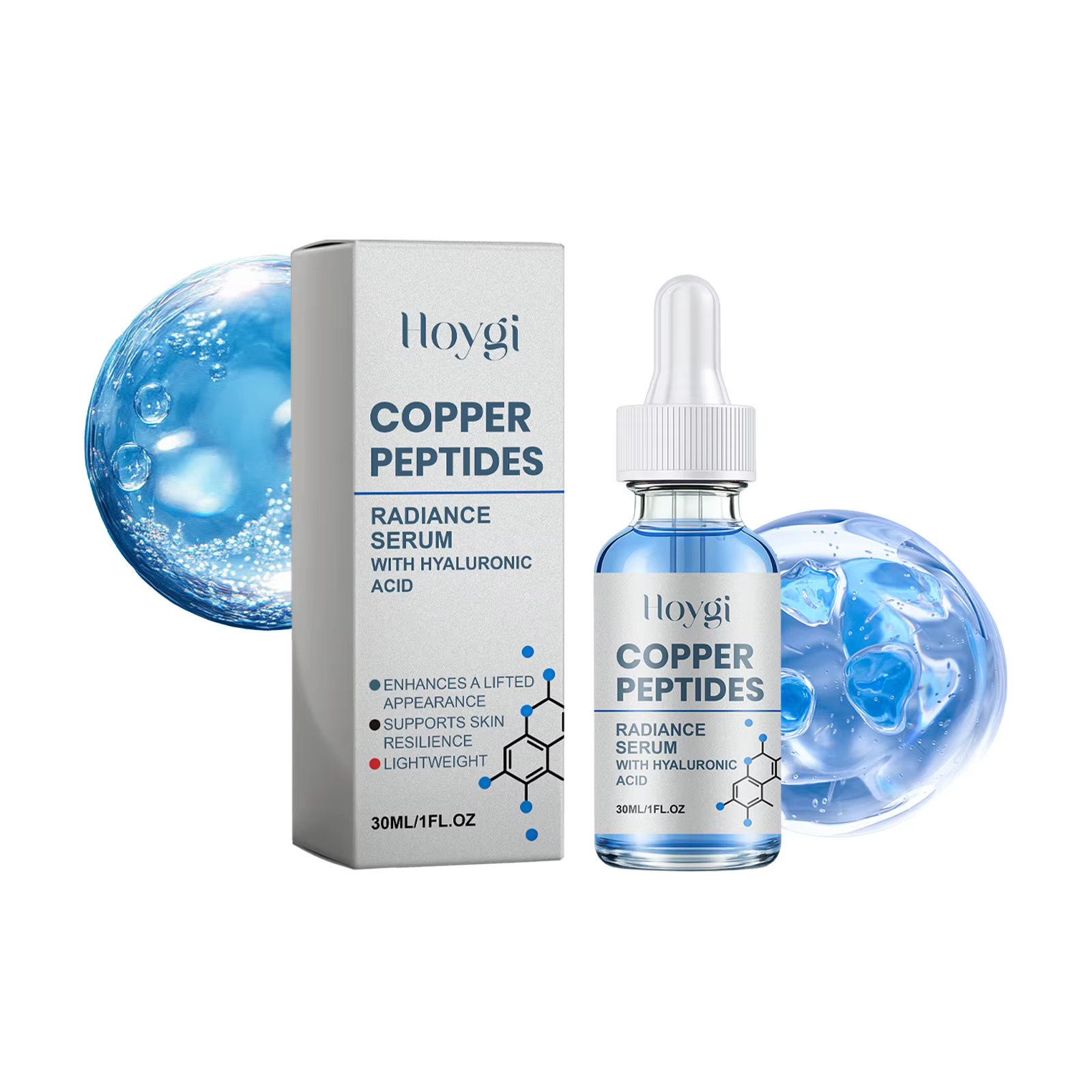 Sérum au cuivre et aux peptides, raffermissant, liftant, réparateur de barrière cutanée, à l'acide h