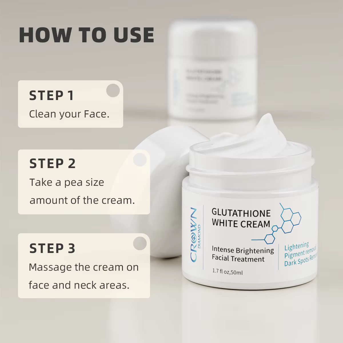 Crème éclaircissante naturelle au glutathion pour le visage, soin anti-taches, anti-mélasma, anti-mé